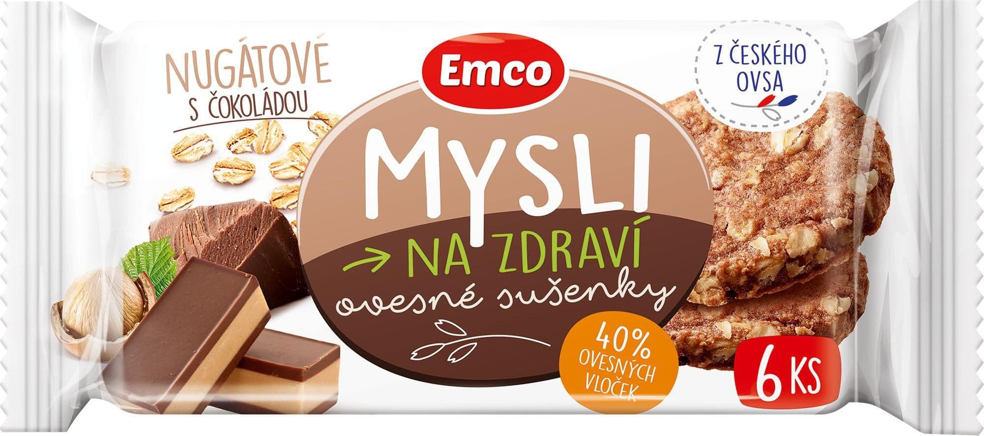 Emco Mysli na Zdraví Ovesné sušenky nugátové s čokoládou 60g