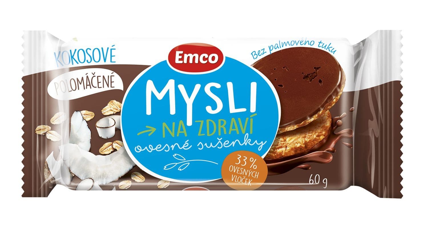 Emco Mysli na Zdraví Ovesné sušenky kokosové polomáčené 60 g