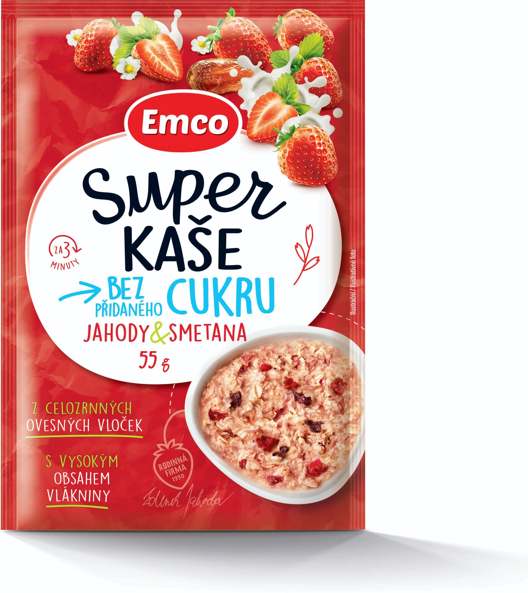 Emco Super kaše jahody se smetanou 55g