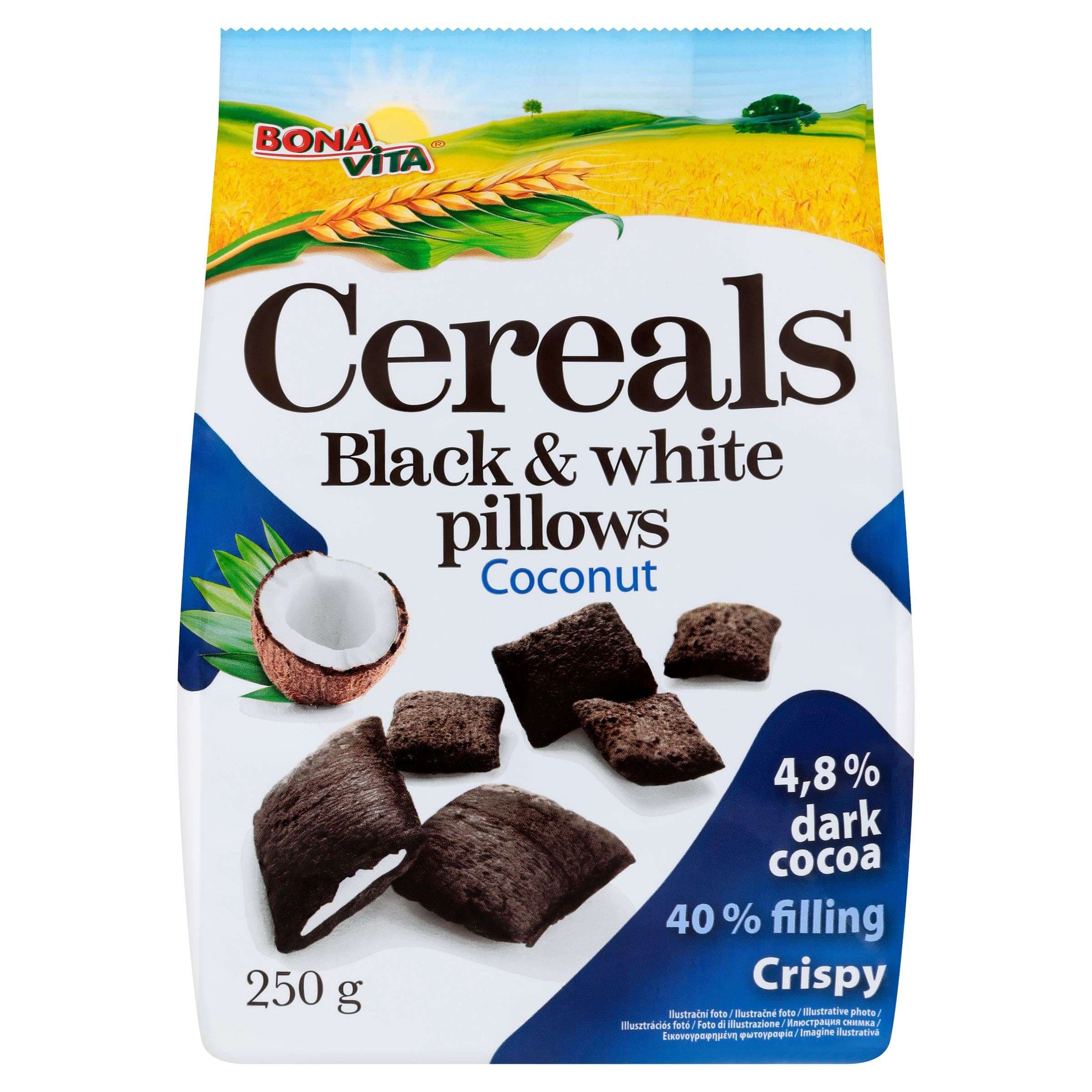 Bona Vita Black&White Plněné polštářky s mléčnou náplní 250 g