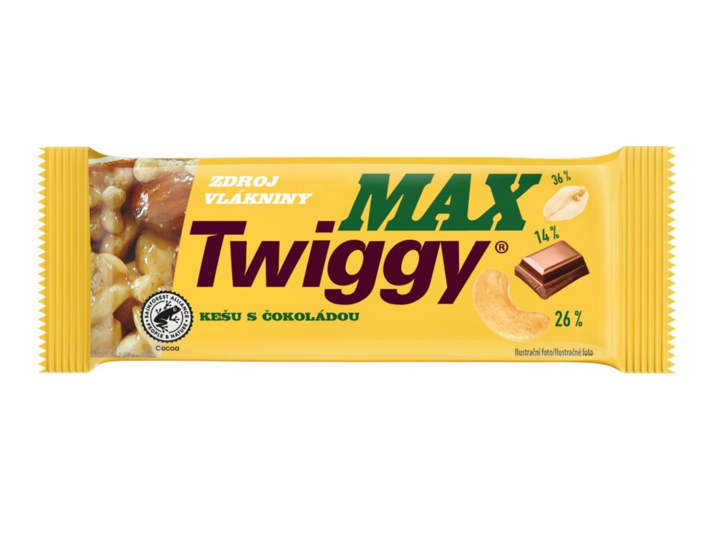 Twiggy MAX s kešu polomáčená v hořké čokoládě 35g