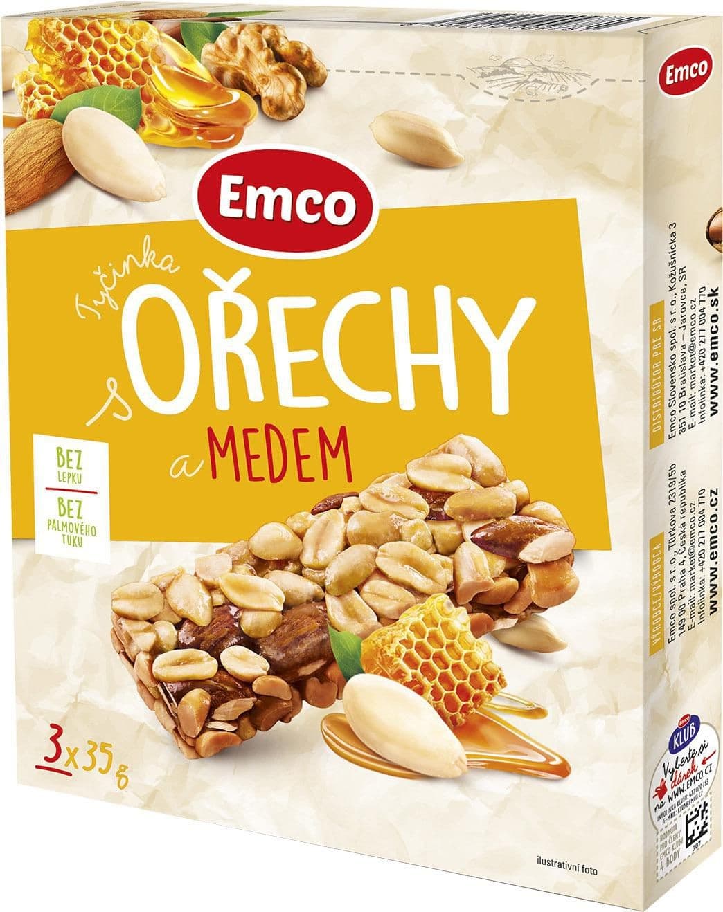 Emco Oříškové tyčinky ořechy a med 3x35 g