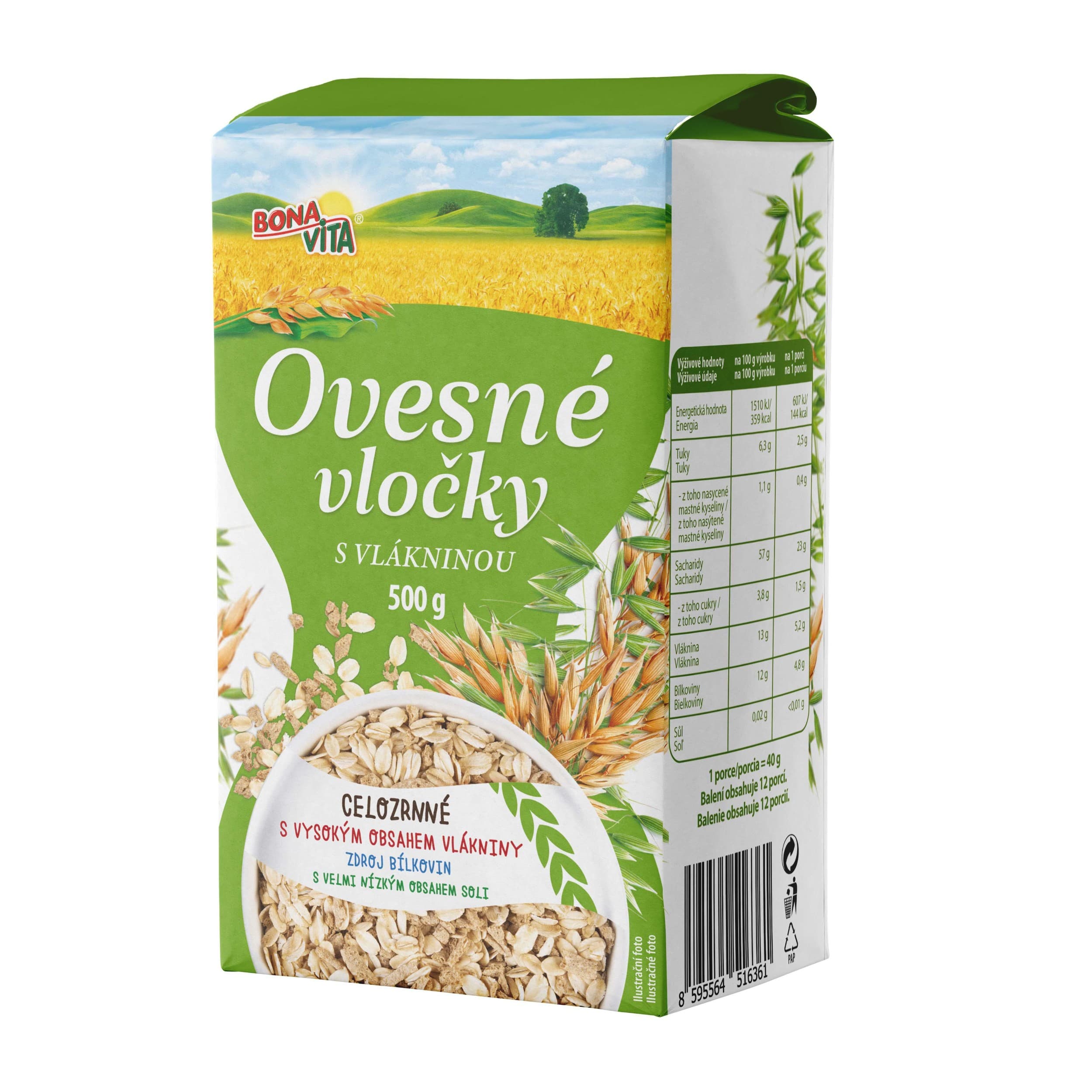 Bona Vita Ovesné vločky s vlákninou 500g