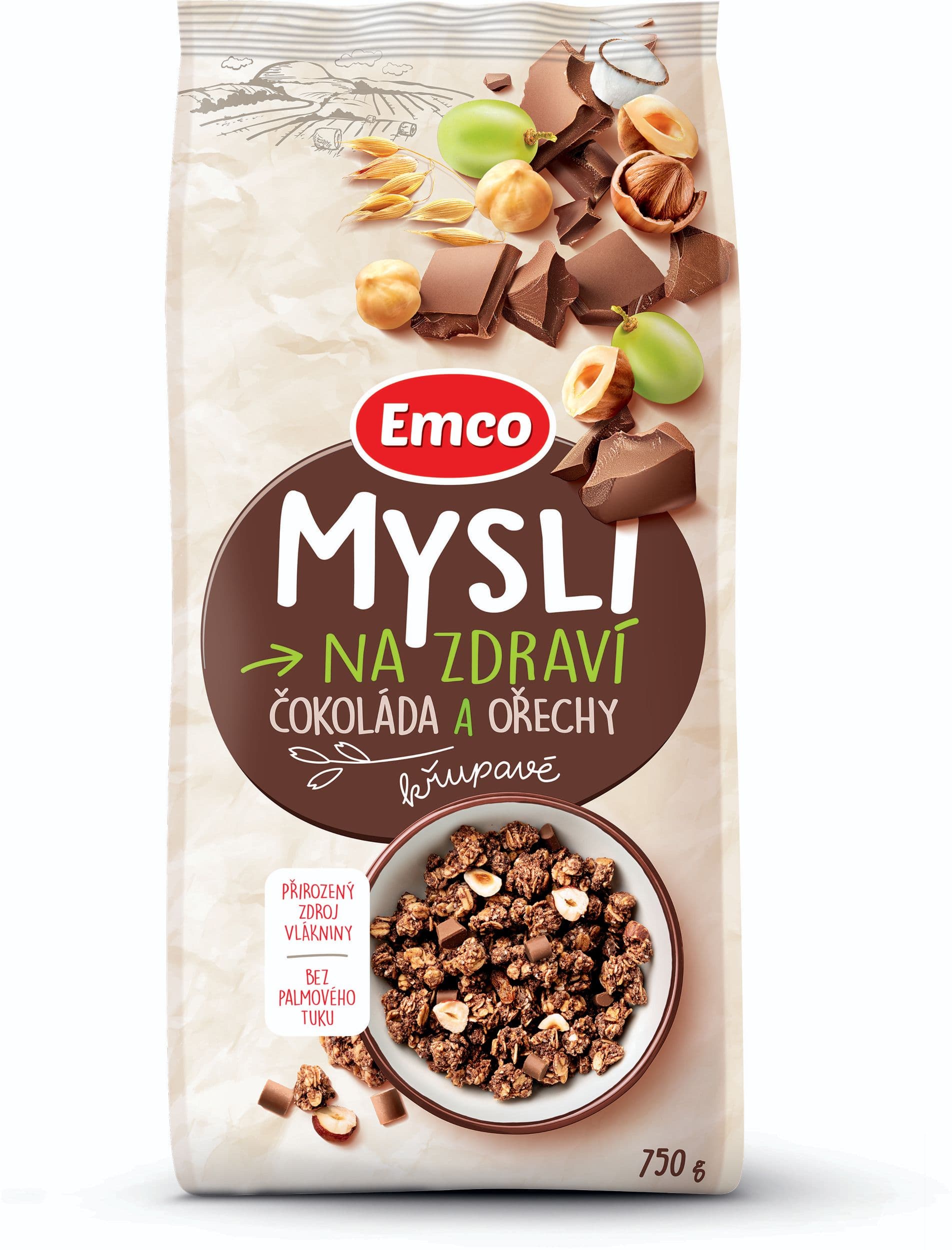 Emco Mysli čokoláda a ořechy 750g