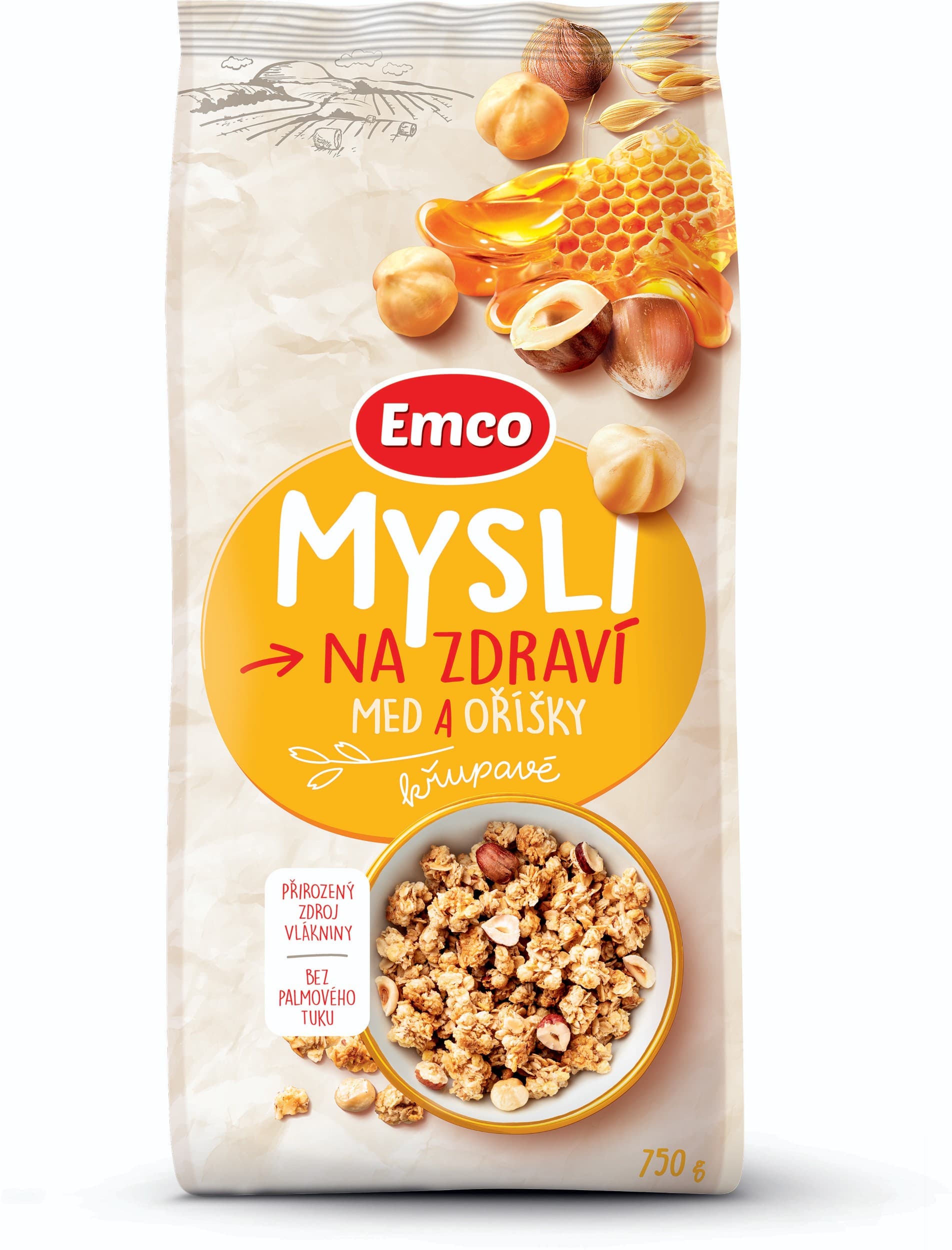 Emco Mysli med a ořechy 750g