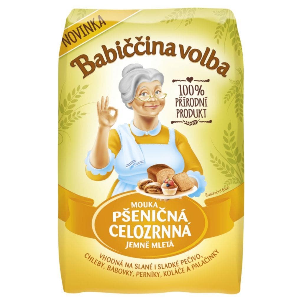 Babiččina Volba Mouka pšeničná celozrnná jemně mletá 1kg