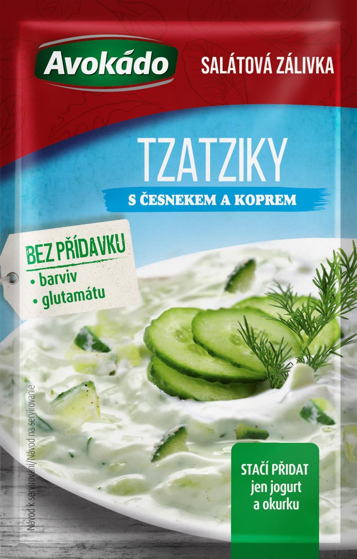 Avokádo Salátová zálivka tzatziky s česnekem a koprem 8g