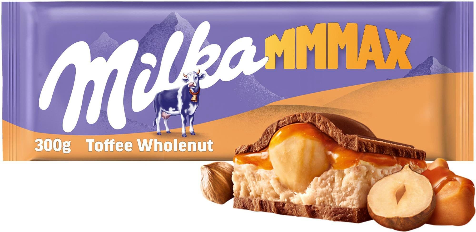 Milka čokoláda Mmmax Toffee Whole Nuts mléčná s oříšky a karamelem 300 g