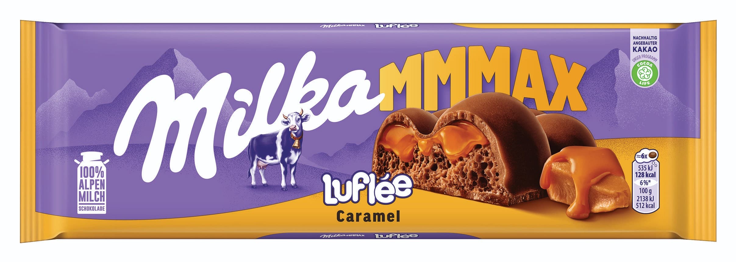 Milka Mmmax Luflée Caramel mléčná čokoláda s karamelem 250 g