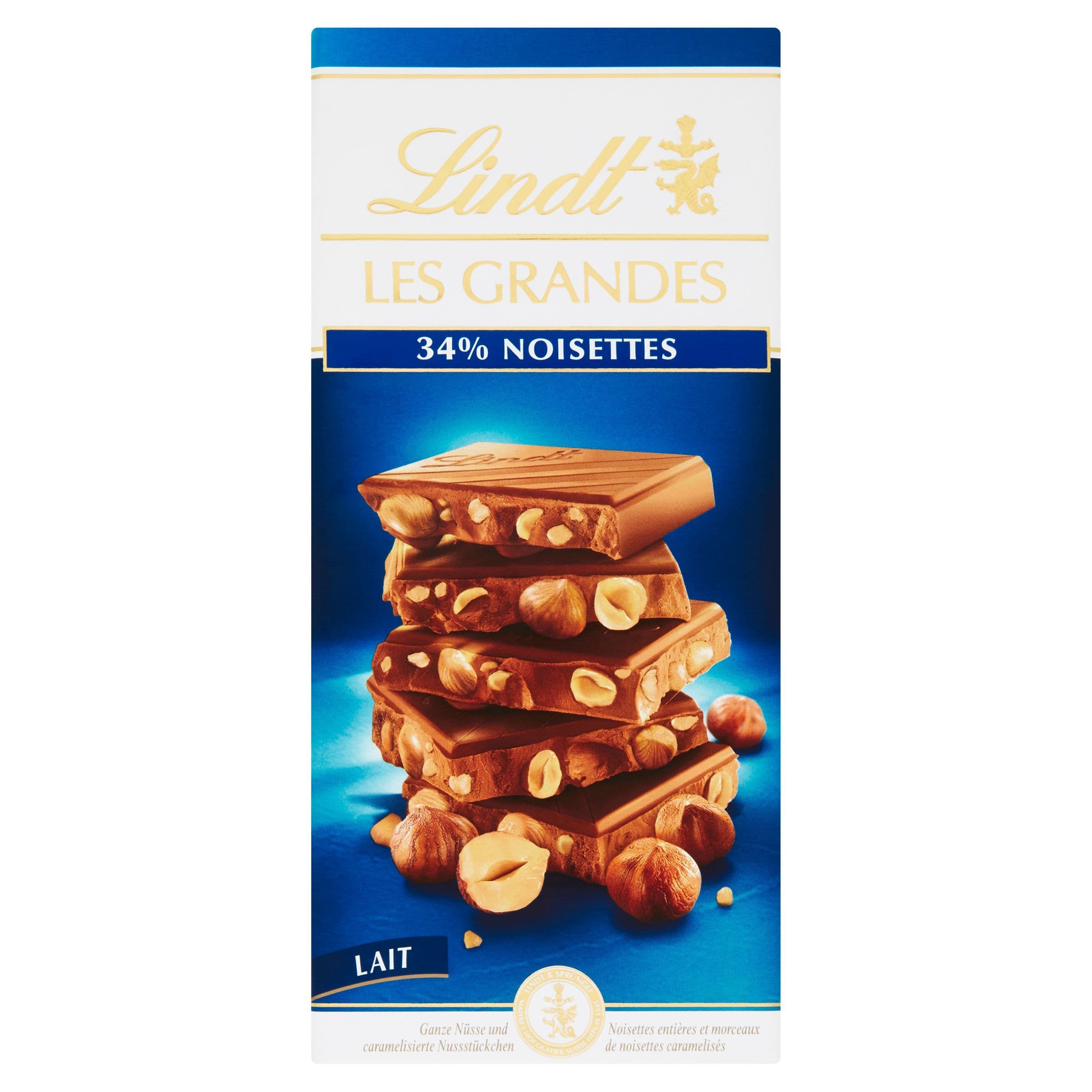 Lindt Les Grandes mléčná s oříšky 150 g