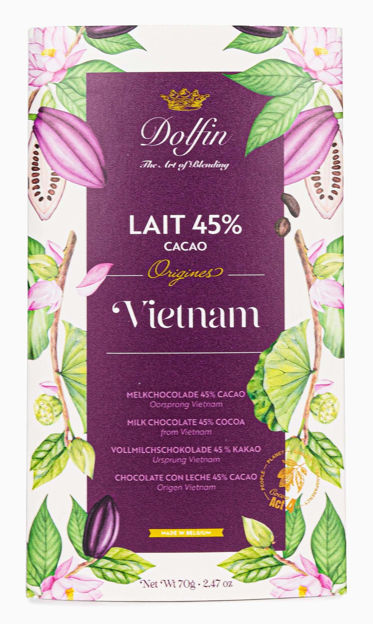 Dolfin Vietnam - 45 % mléčná čokoláda 70g