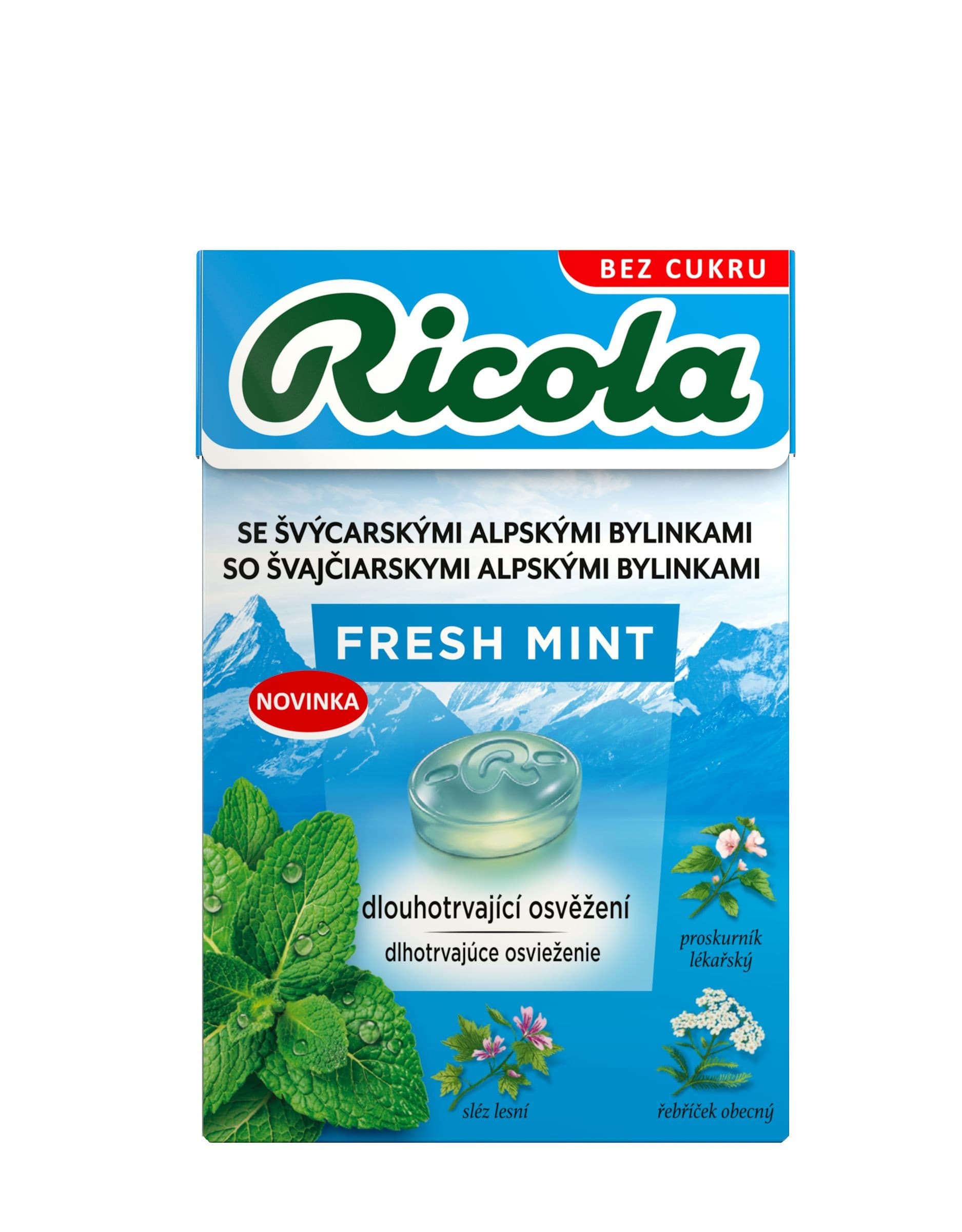 Ricola Fresh mint Švýcarské bylinné bonbóny bez cukru 40g