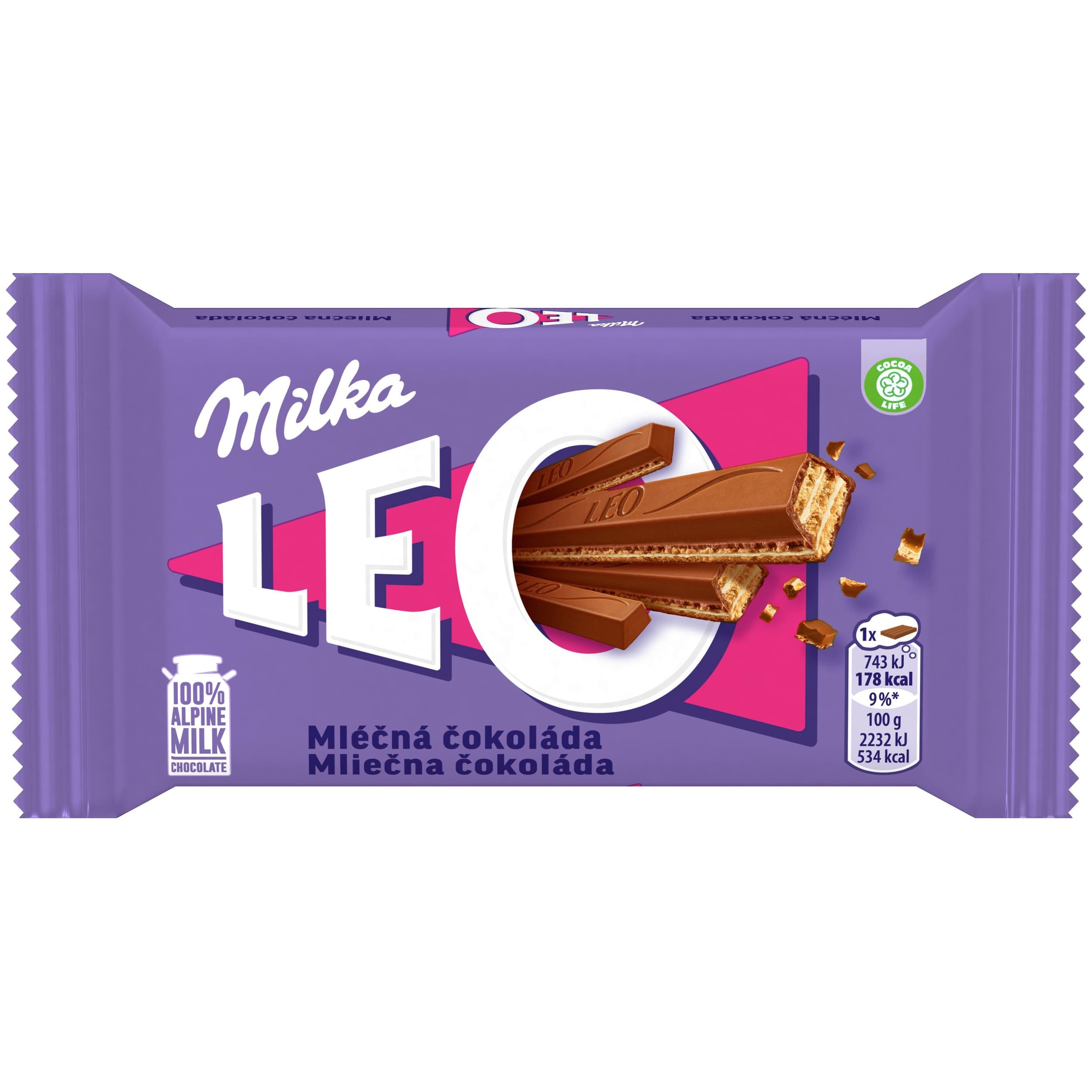 Milka Leo tyčinka s oplatkami v mléčné čokoládě 33,3g