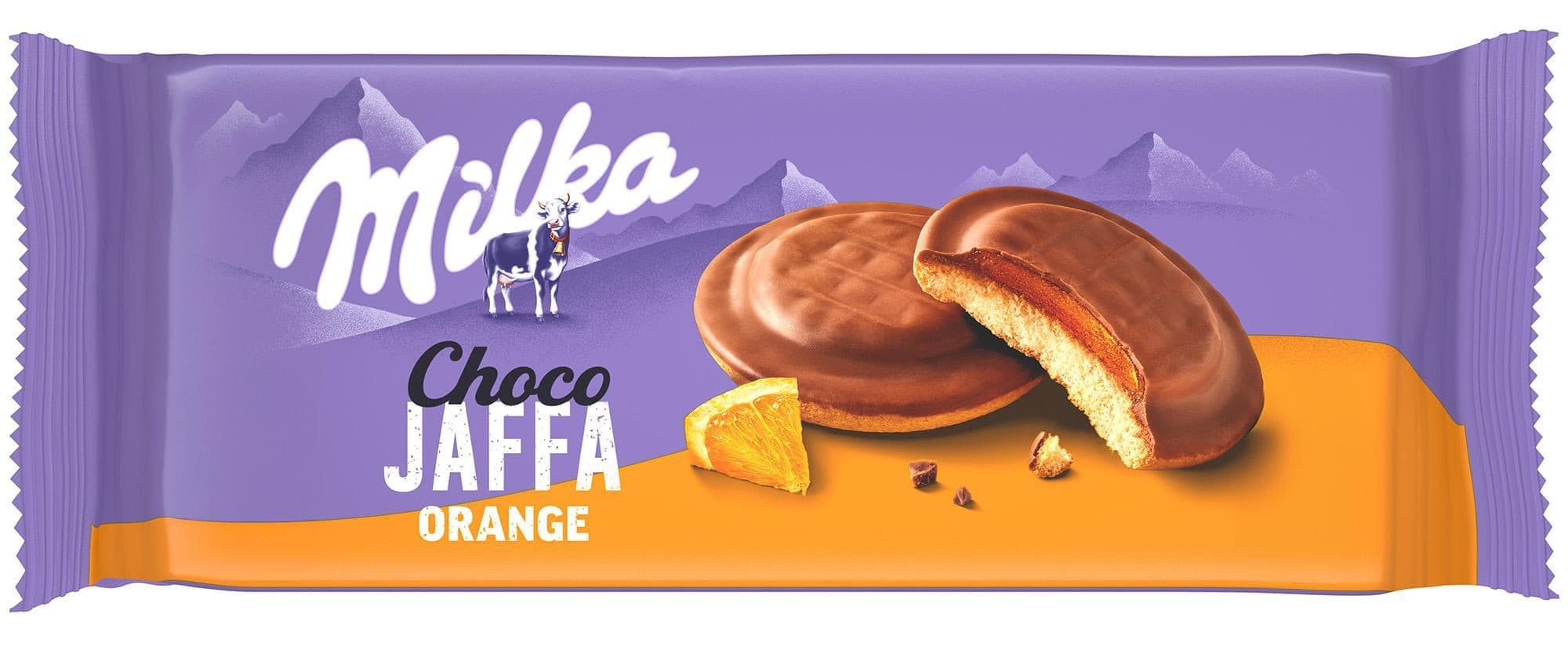 Milka Choco Jaffa jemné pečivo s želé s pomerančovou příchutí 147g