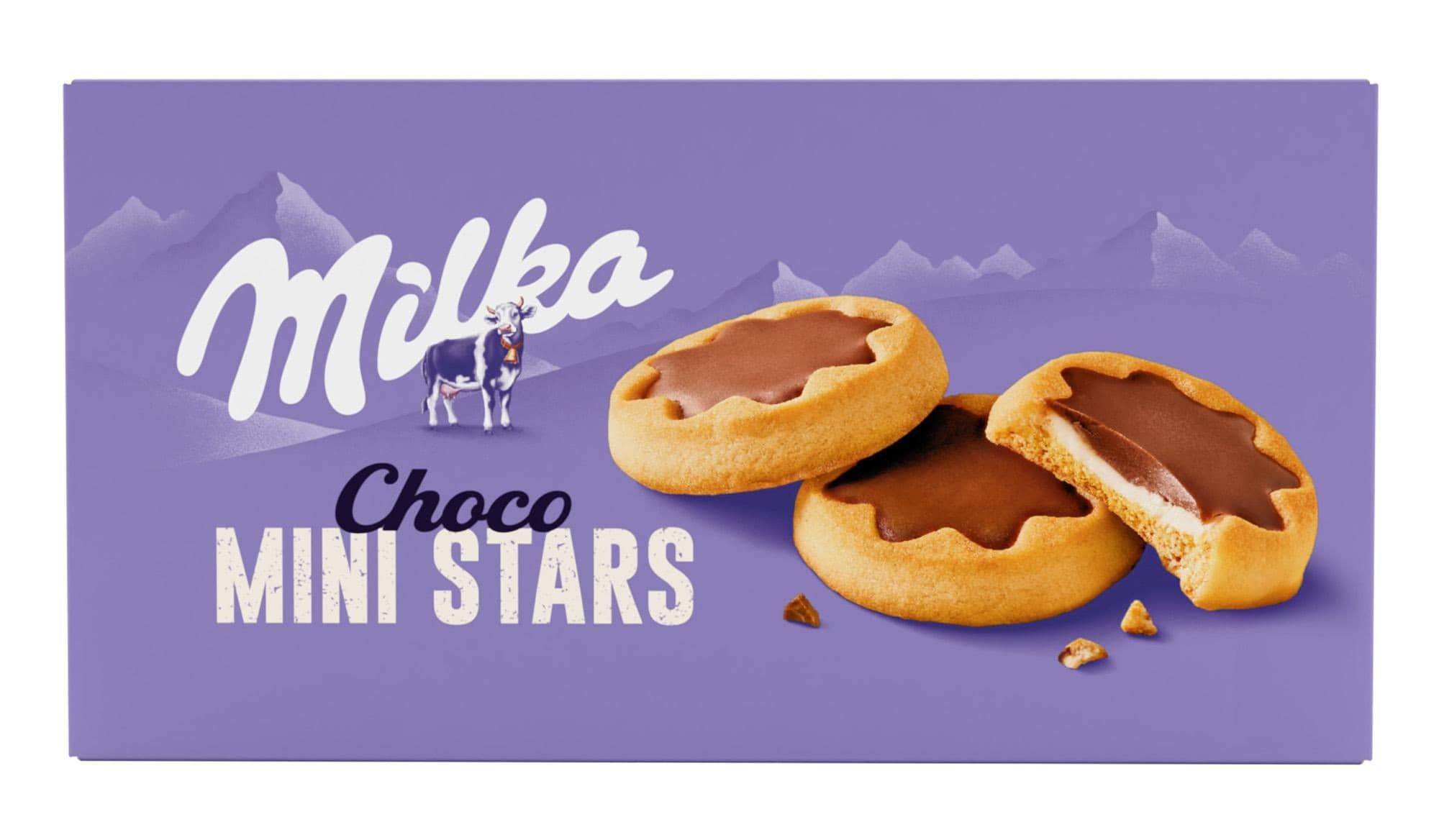 Milka sušenky Choco Mini Stars mléčná náplň a čokoláda 150g