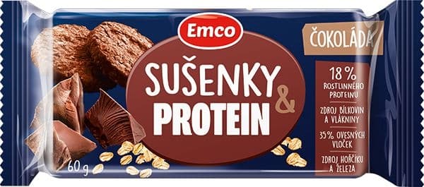 Emco Ovesné sušenky protein s čokoládou 60g