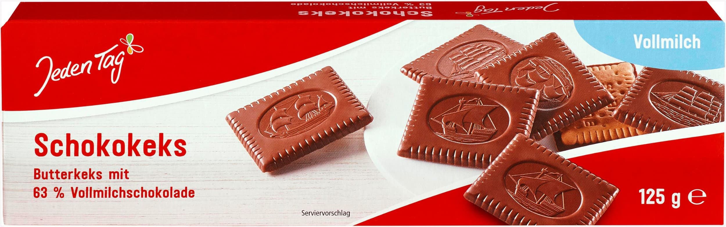 Jeden Tag Keksy s mléčnou čokoládovou polevou 125g