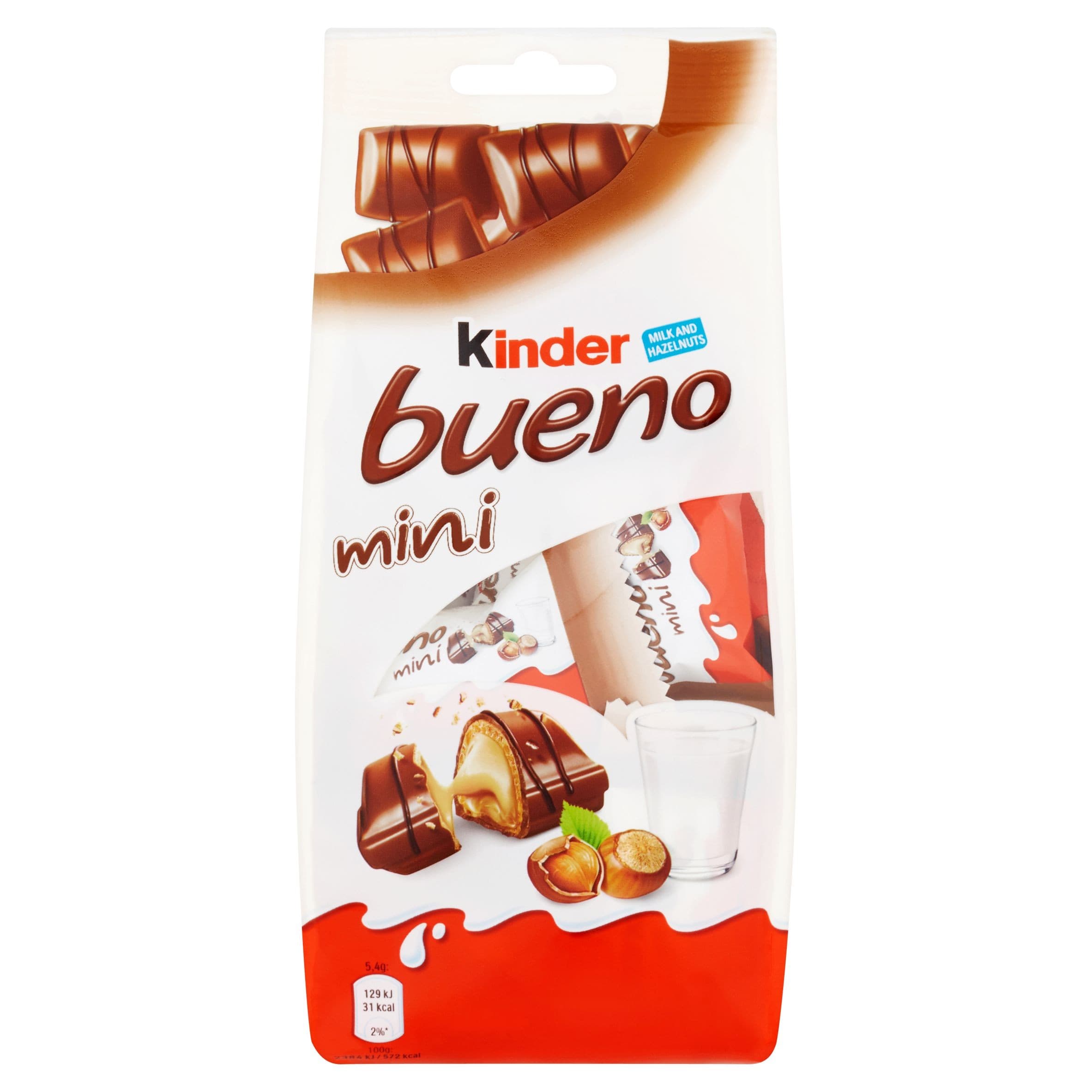 Kinder Bueno Mini oplatka s polevou z mléčné čokolády a s mléčnou a lískooříškovou náplní 108 g