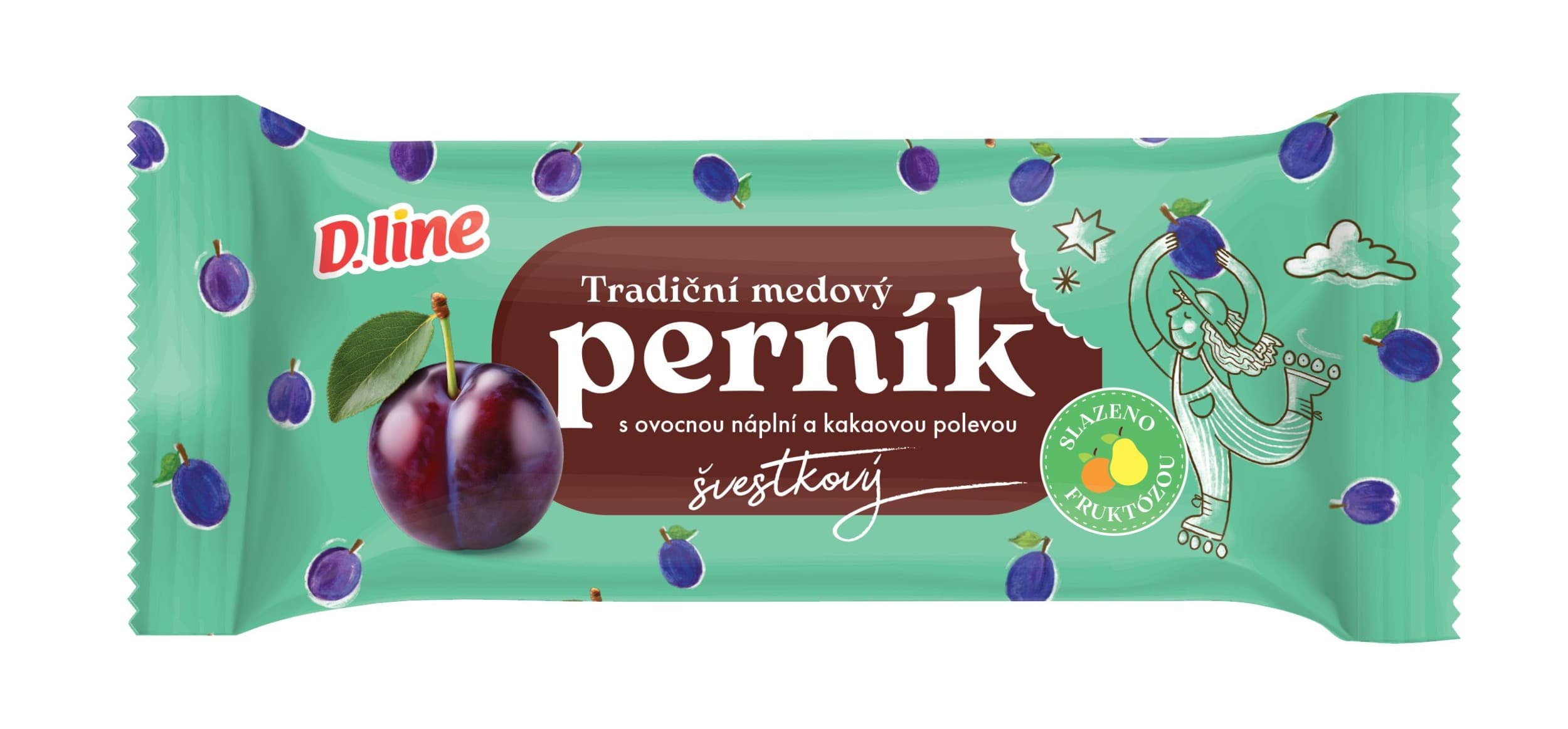 Dialine Medový perník s ovocnou náplní a tmavou polevou 60 g