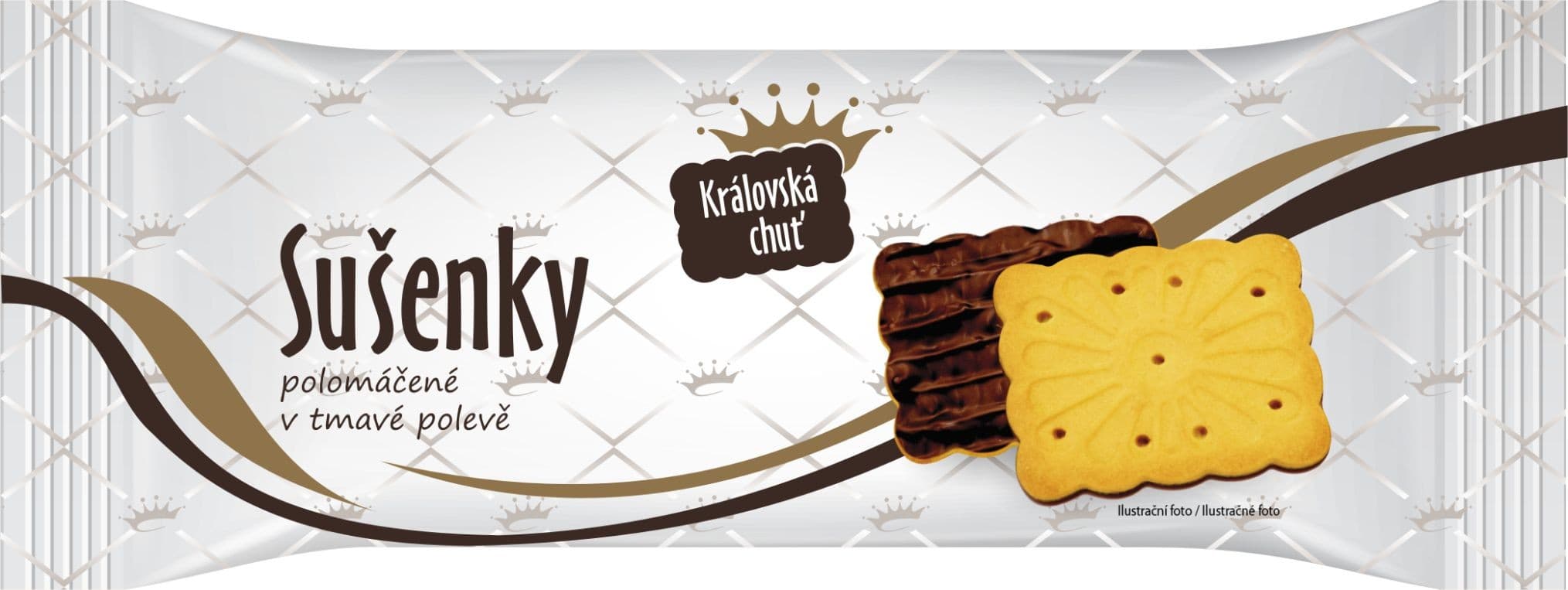 Královská chuť Polomáčené sušenky v tmavé polevě 100g