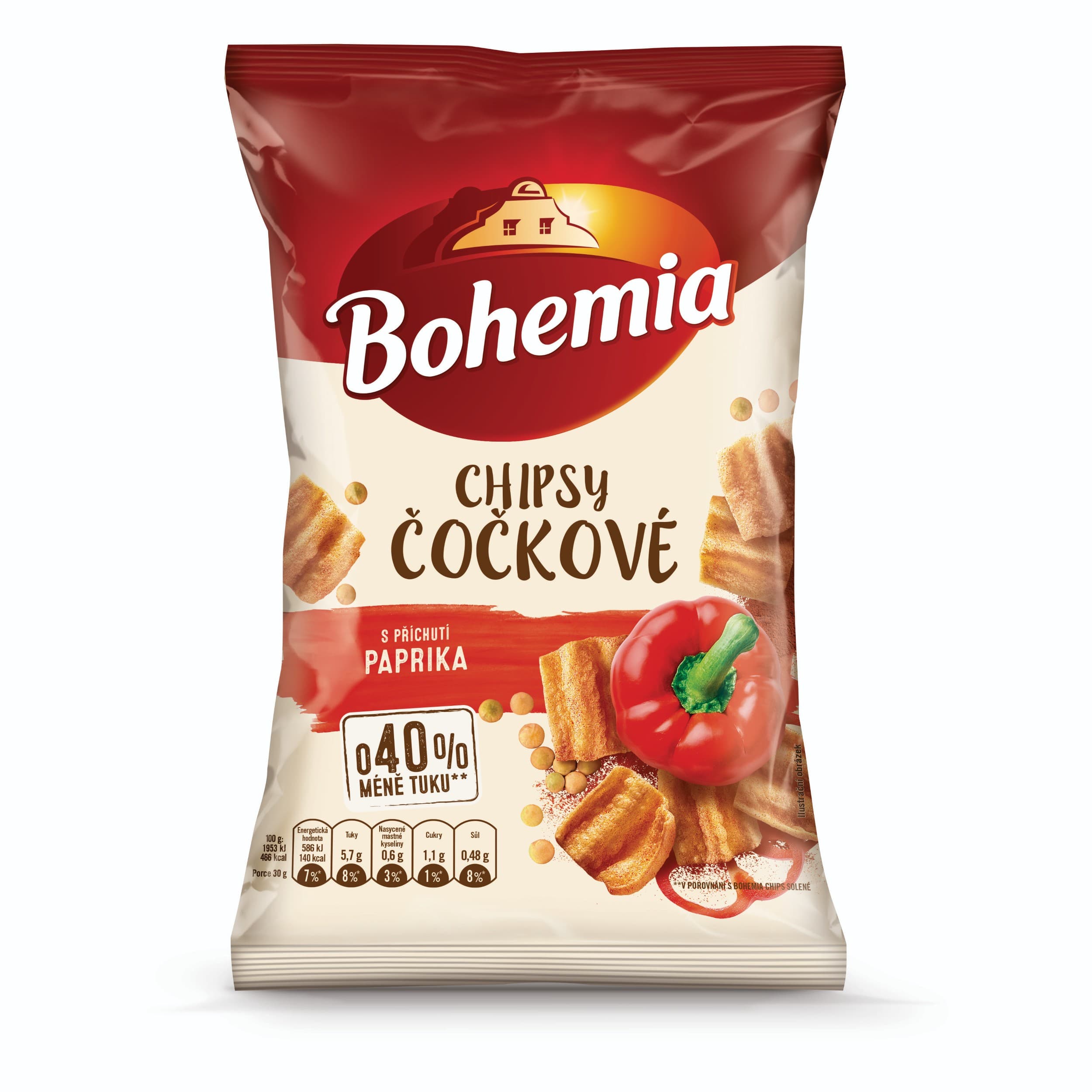 Bohemia Chipsy čočkové s příchuti paprika 65g