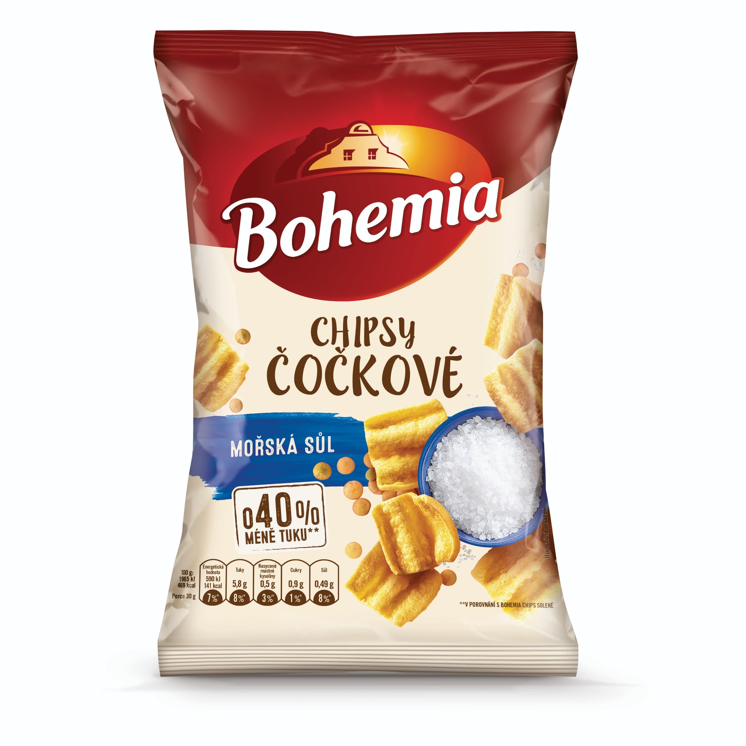 Bohemia Čočkové chipsy Mořská Sůl 65g