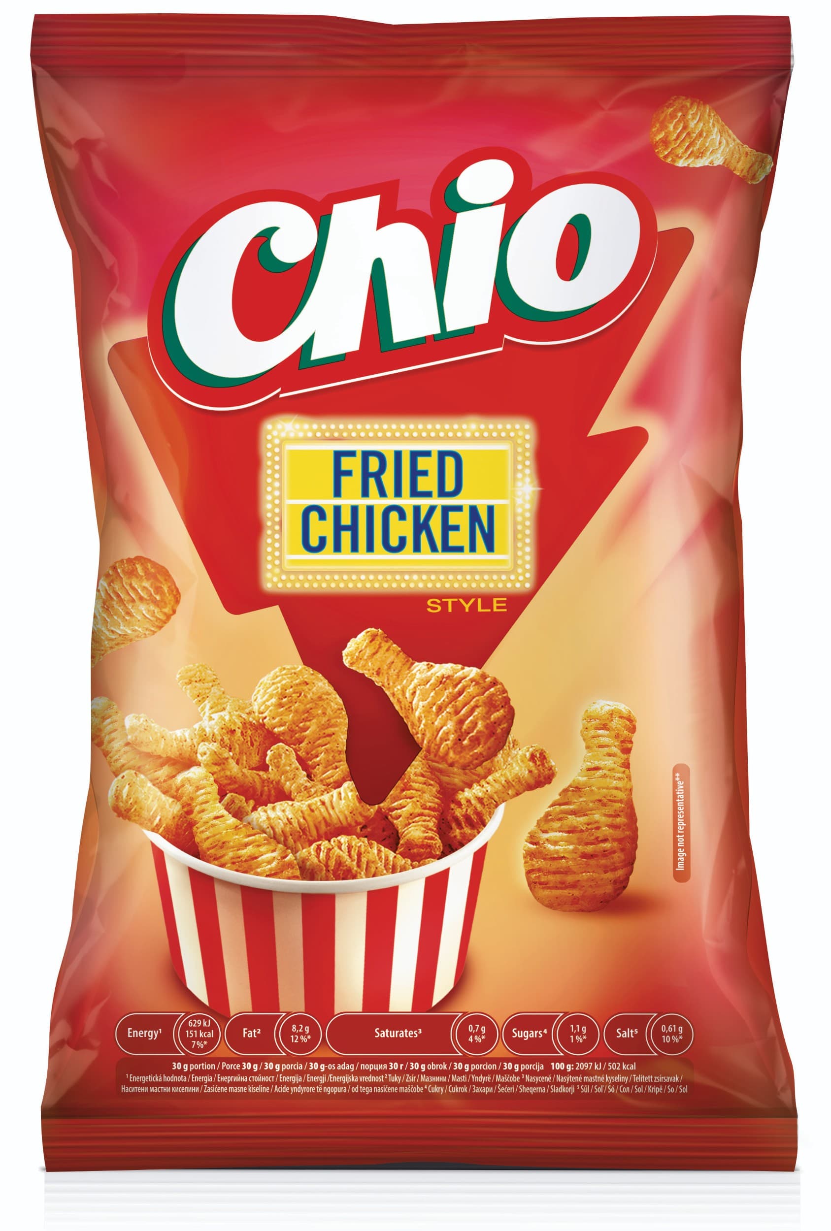 Chio Fried Chicken Style smažený bramborový snack s příchutí pečeného kuřete 65 g