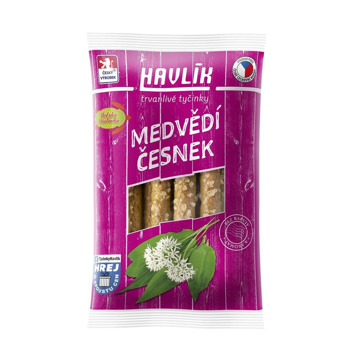Havlík Trvanlivé tyčinky se sýrem a solí medvědí česnek 90 g