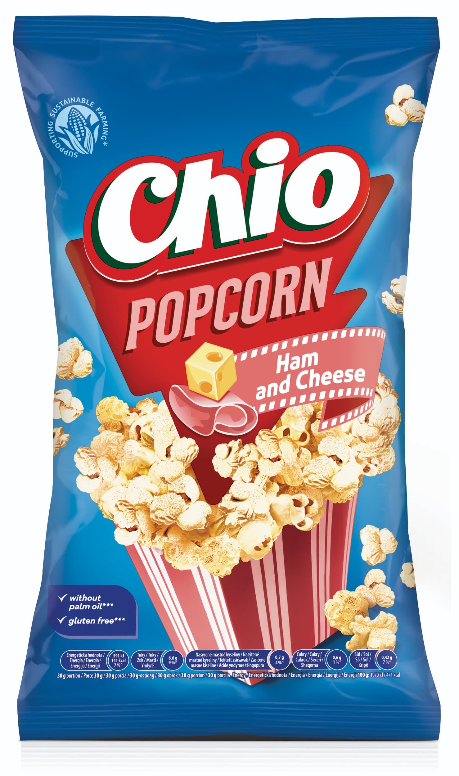 Chio Ready to Eat Popcorn Šunka a sýr 75g