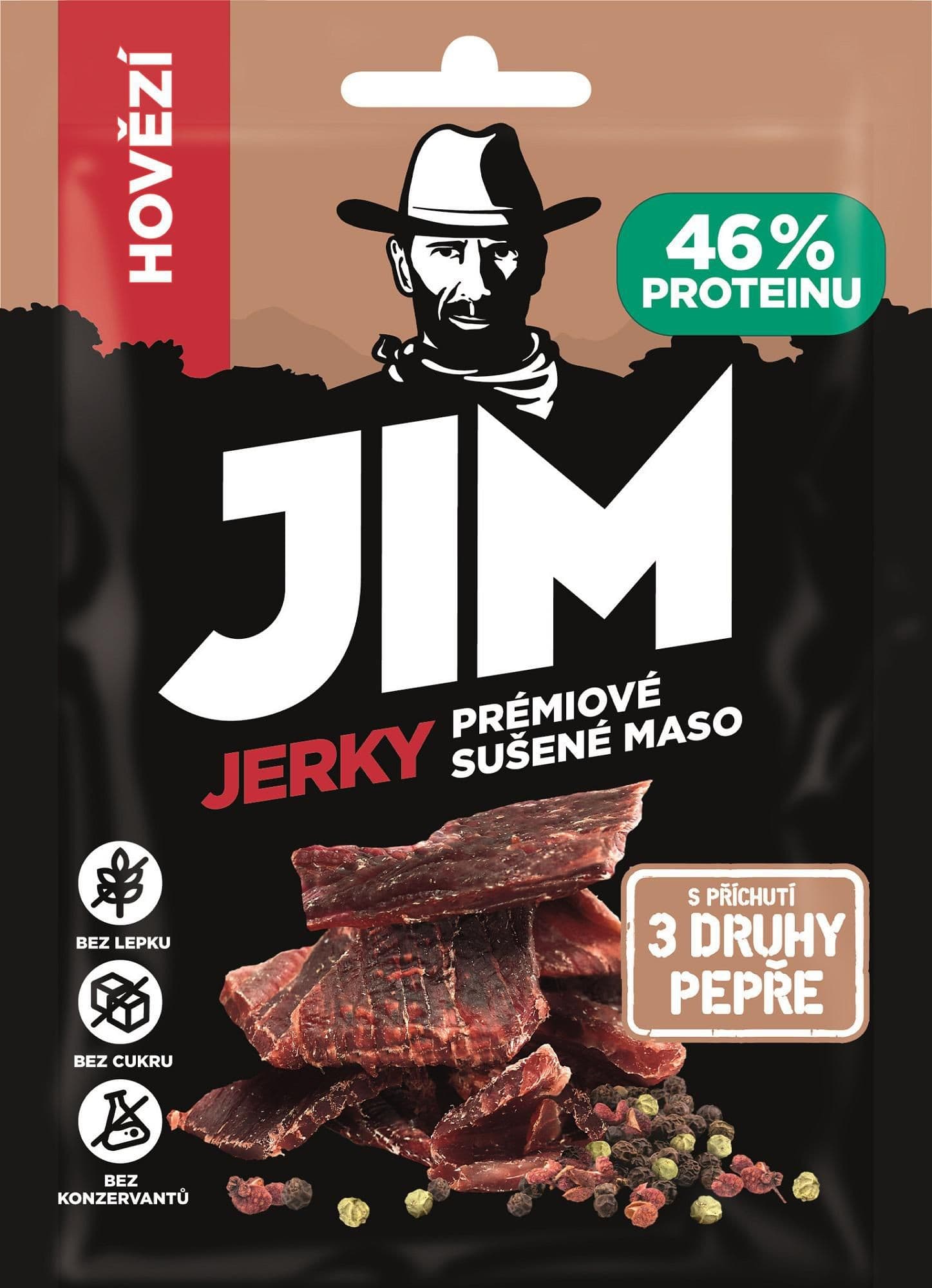 Jim Jerky hovězí 3 pepře 23g