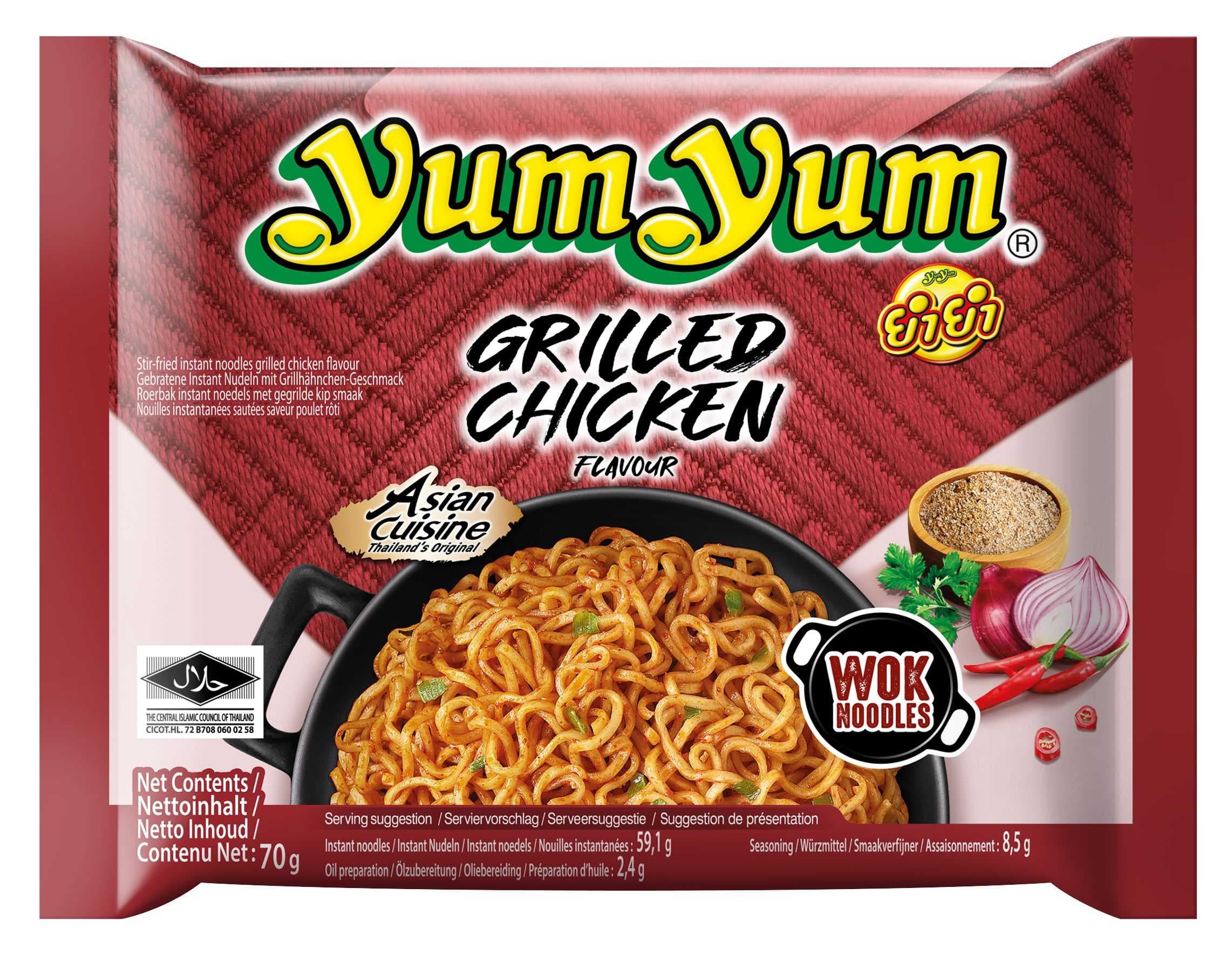 YumYum Instantní smažené nudle s příchutí grilovaného kuřete 70 g