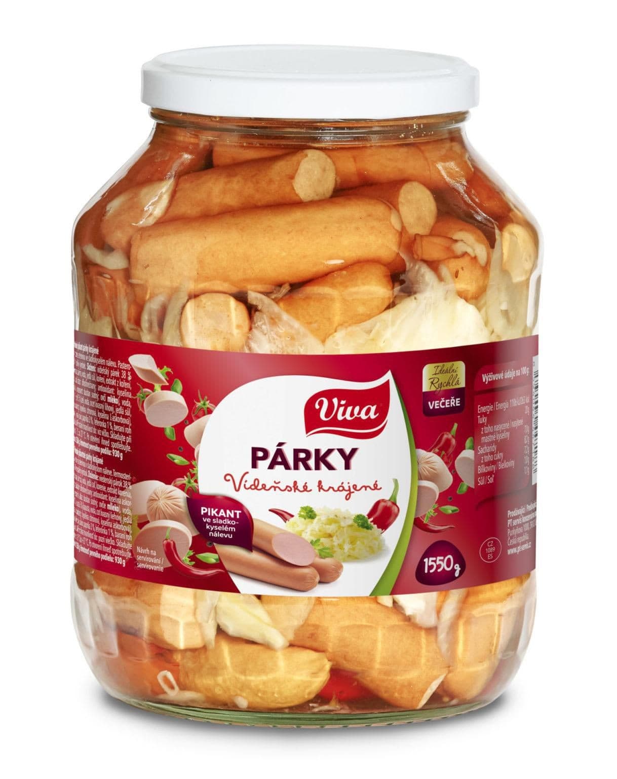 Viva Vídeňské párky pikant ve sladkokyselém nálevu 1550g
