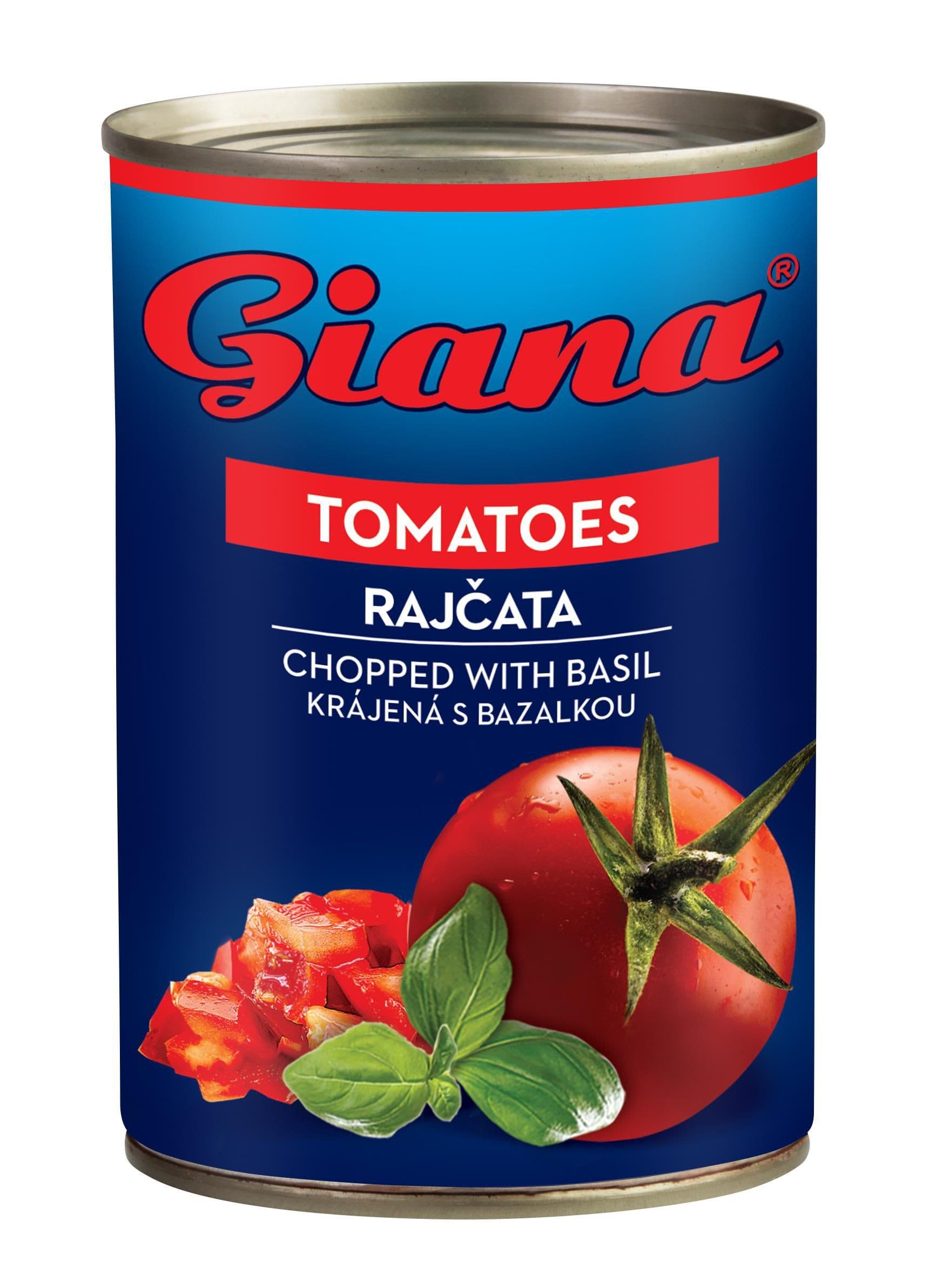 Giana Rajčata loupaná krájená s bazalkou 400g