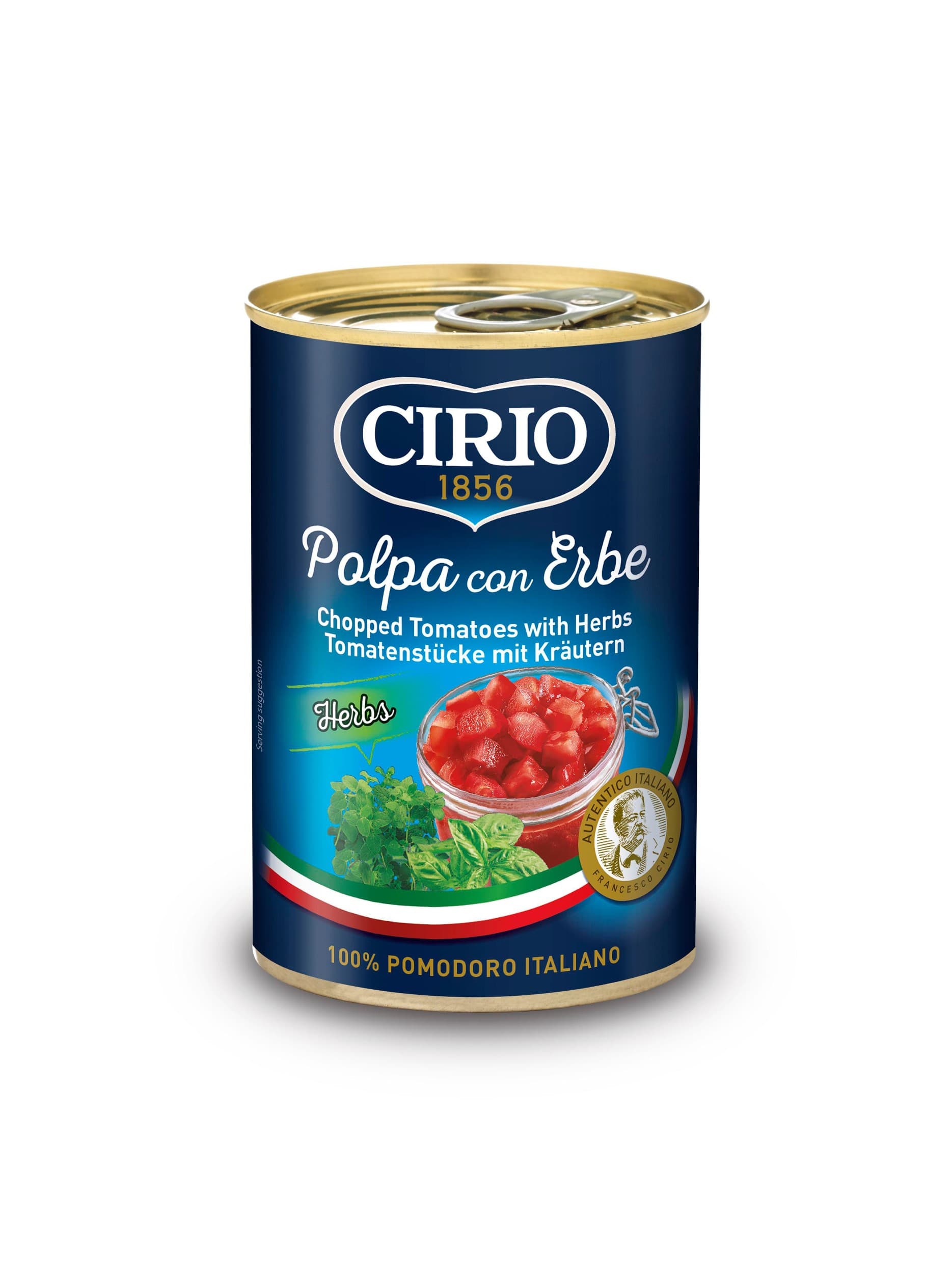 Cirio Rajčata loupaná krájená s bylinkami 400g