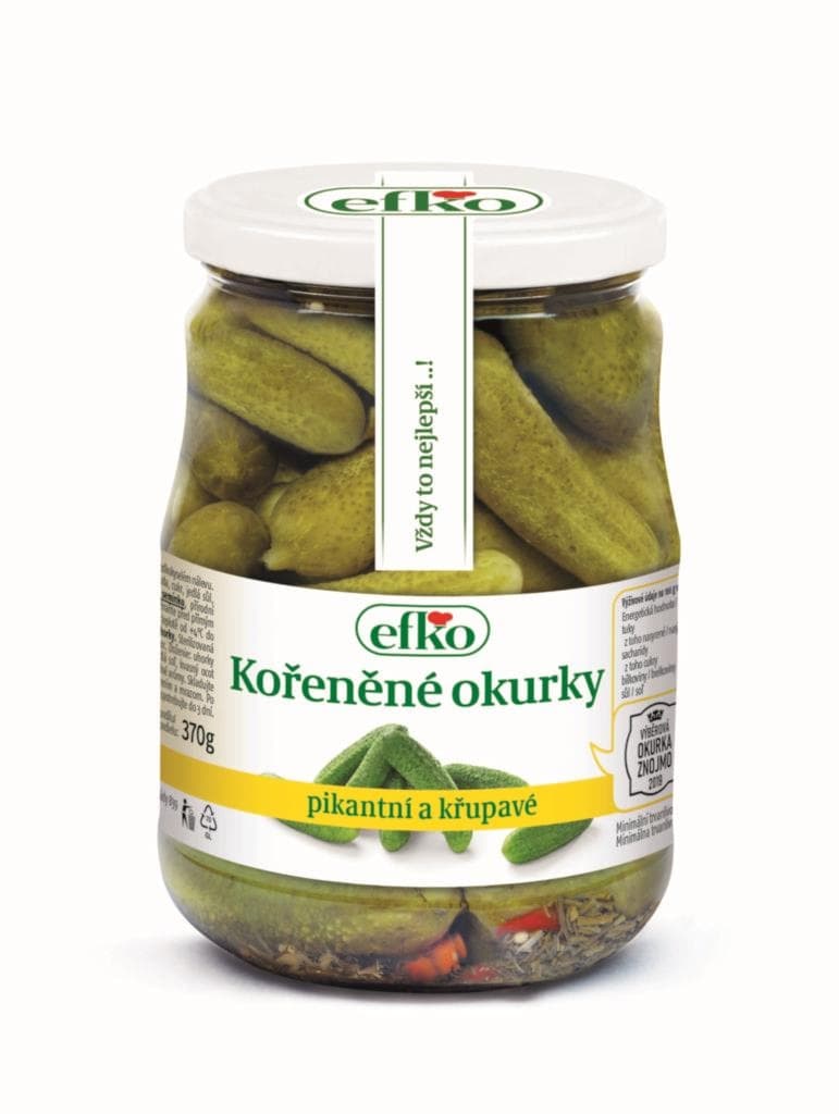 Efko Kořeněné okurky 4-7 cm pikantní a křupavé 720ml