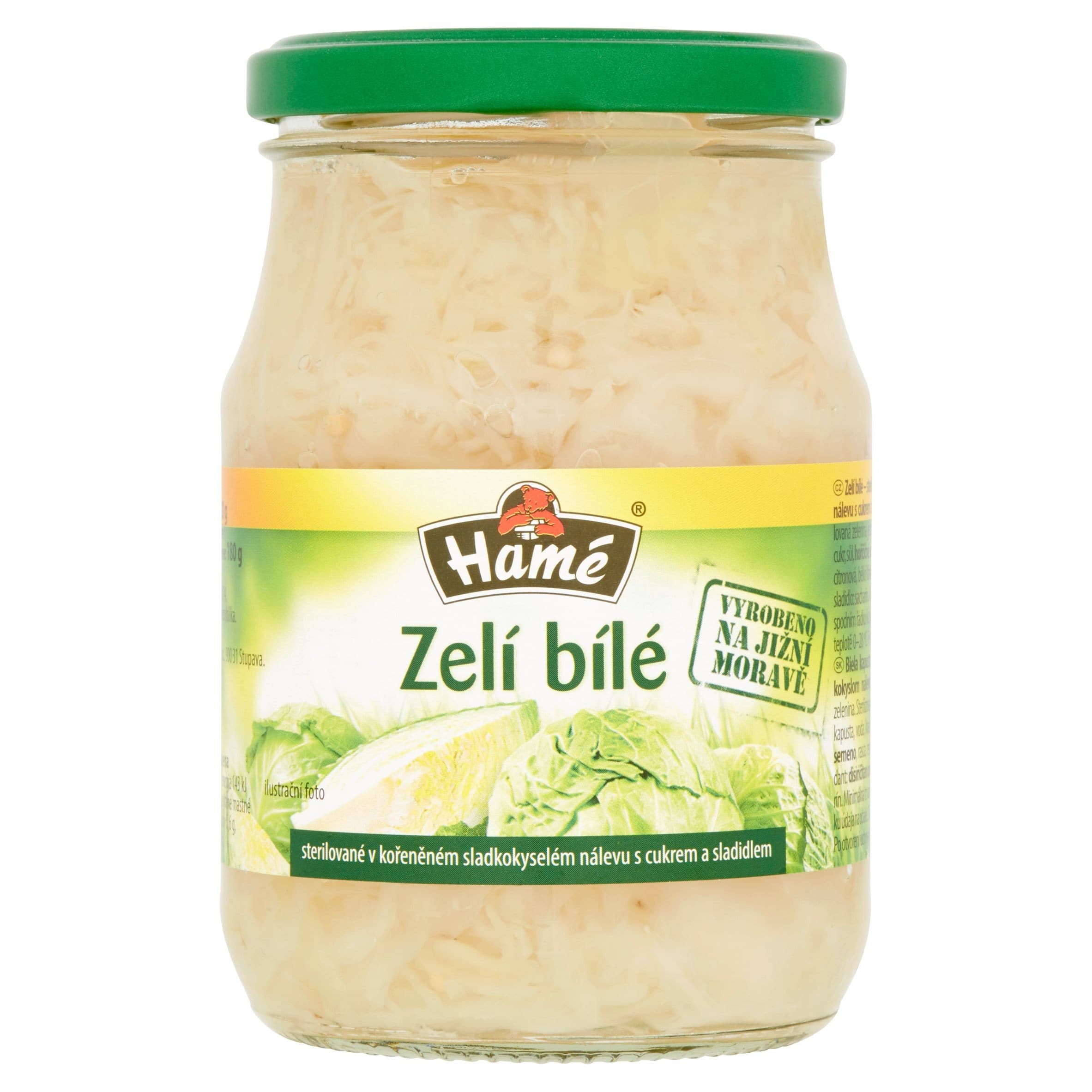 Hamé Zelí bílé sterilované v kořeněném sladkokyselém nálevu 320 g