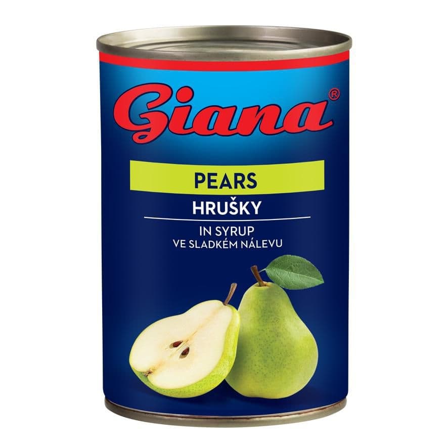 Giana Hrušky loupané půlené ve sladkém nálevu 410g