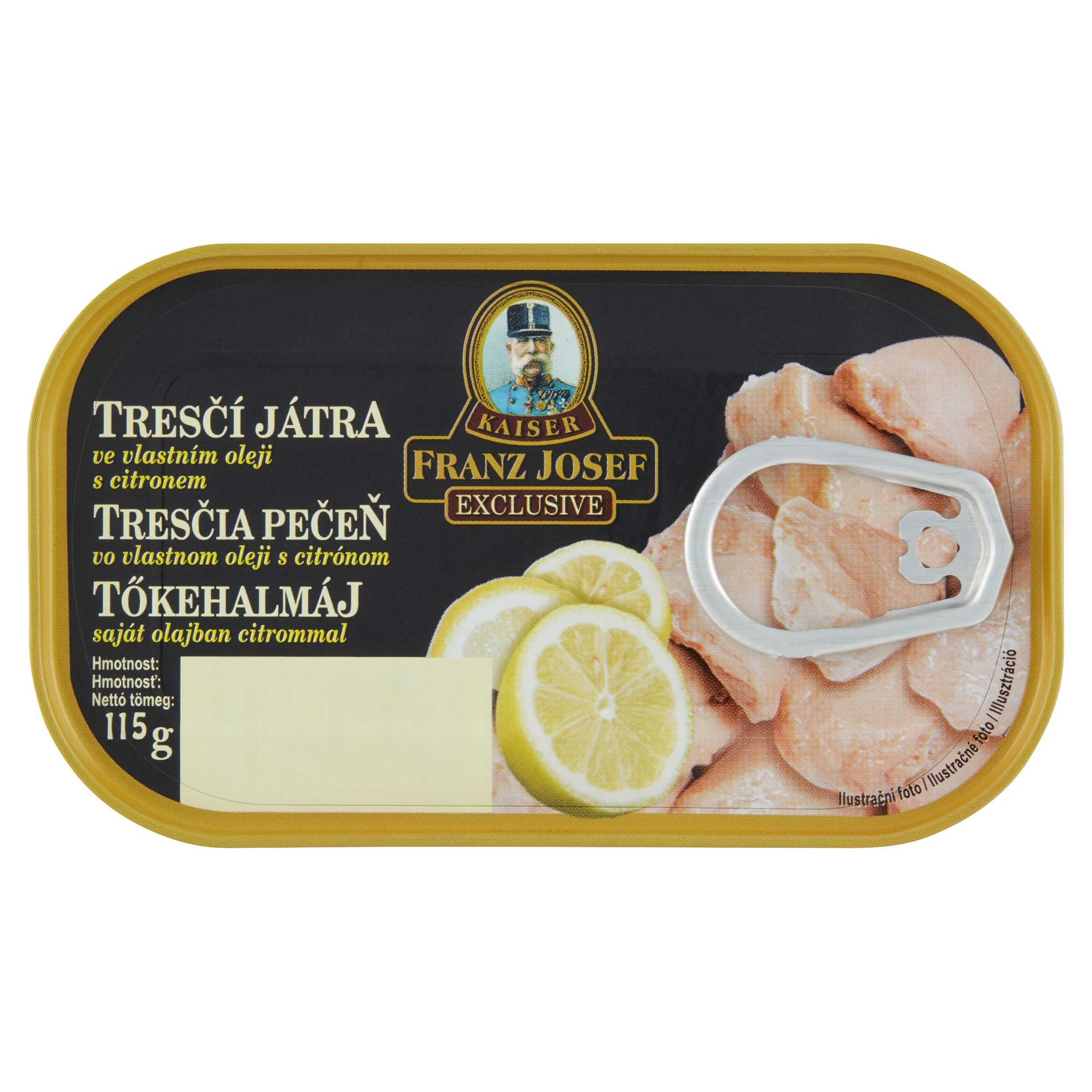 Franz Josef Kaiser Tresčí játra ve vlastním oleji s citrónem 115 g