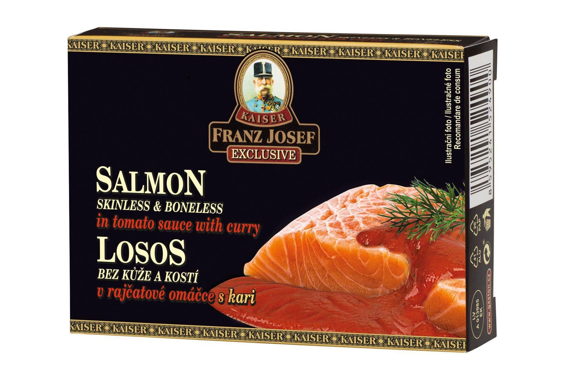 Franz Josef Kaiser Losos v rajčatové omáčce s kari 110 g