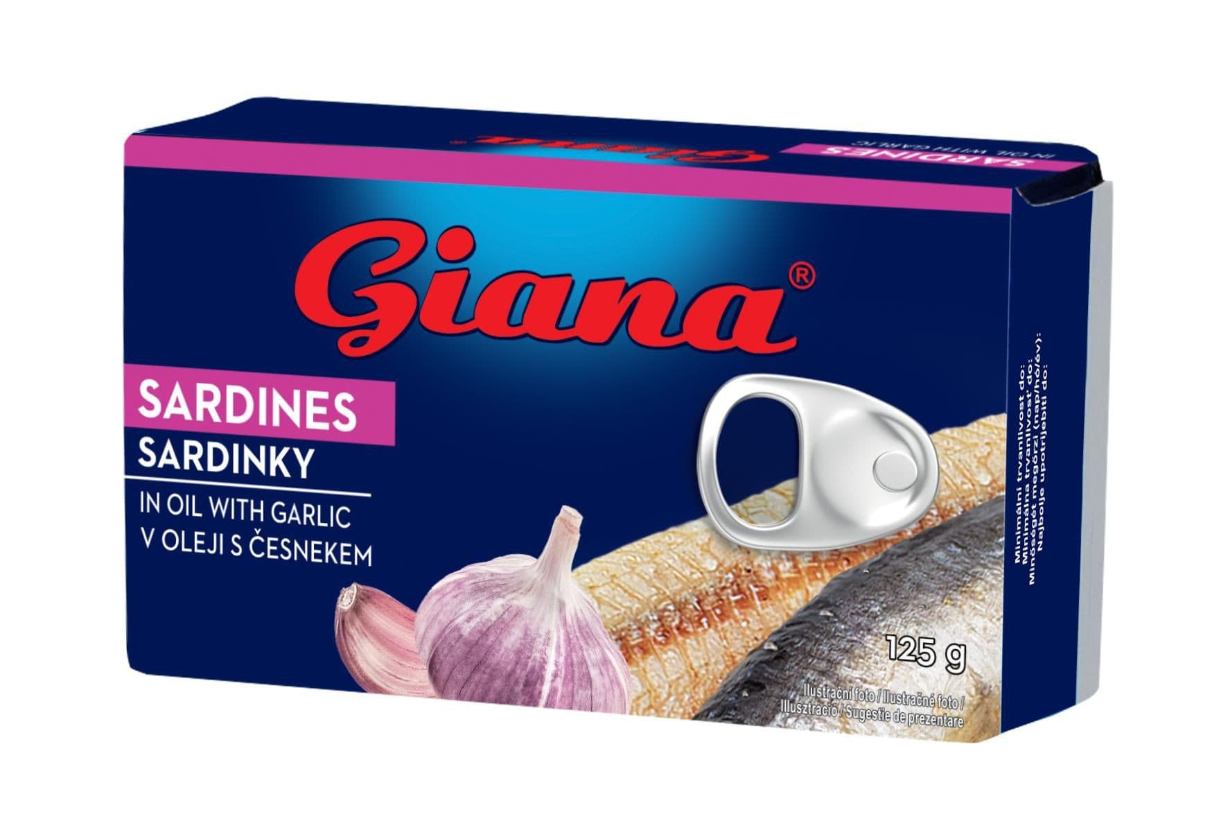 Giana Sardinky ve slunečnicovém oleji s česnekem 125 g