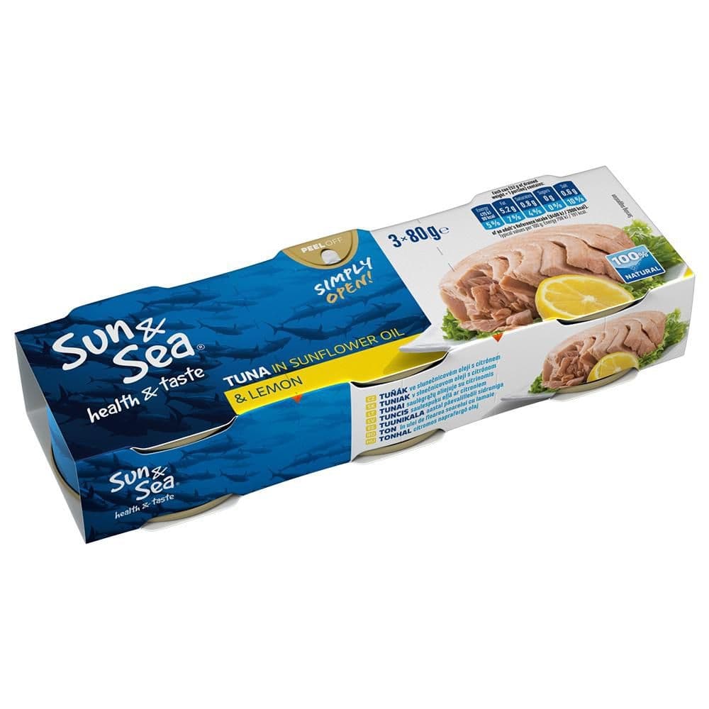 Sun & Sea Tuňák ve slunečnicovém oleji scitrónem 3x80 g