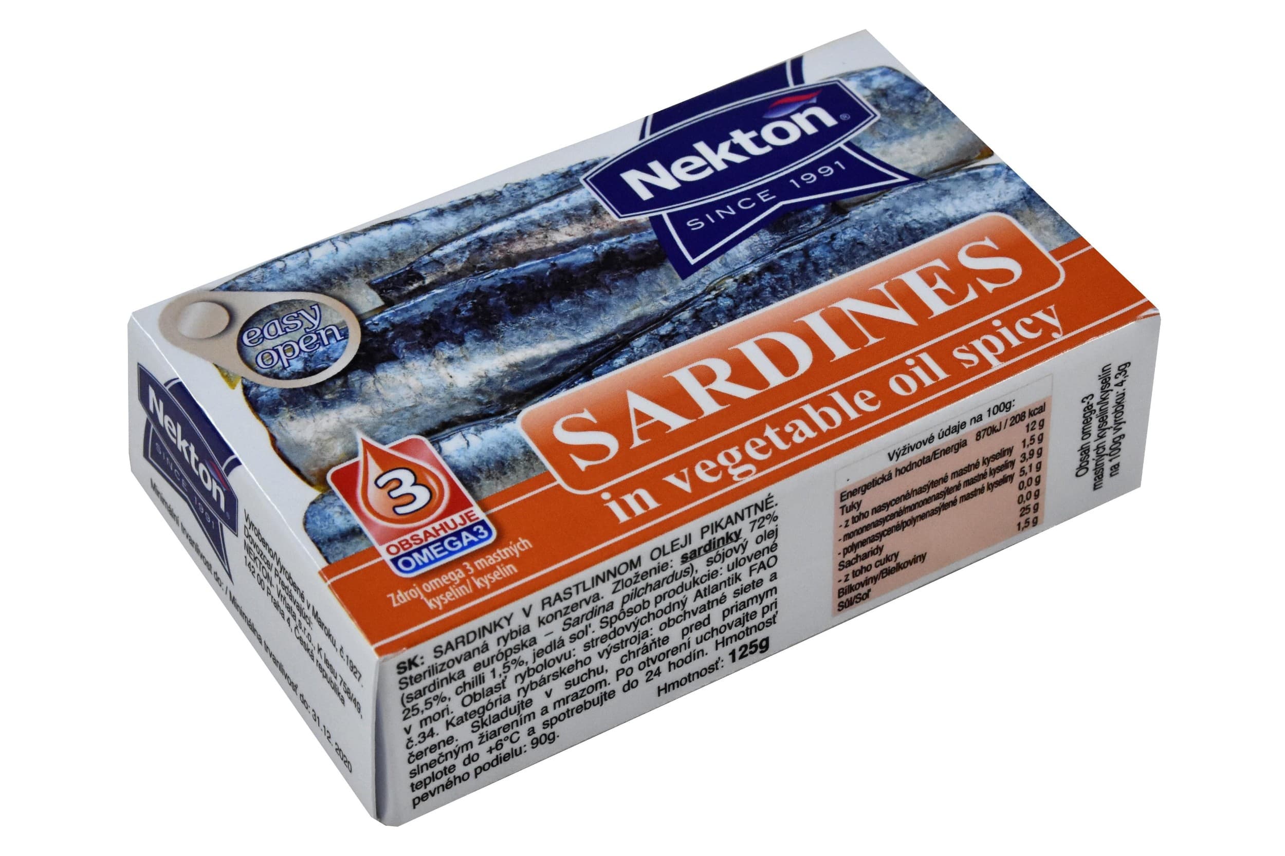 Nekton Jadran Sardinky v rostlinném oleji pikantní 125 g