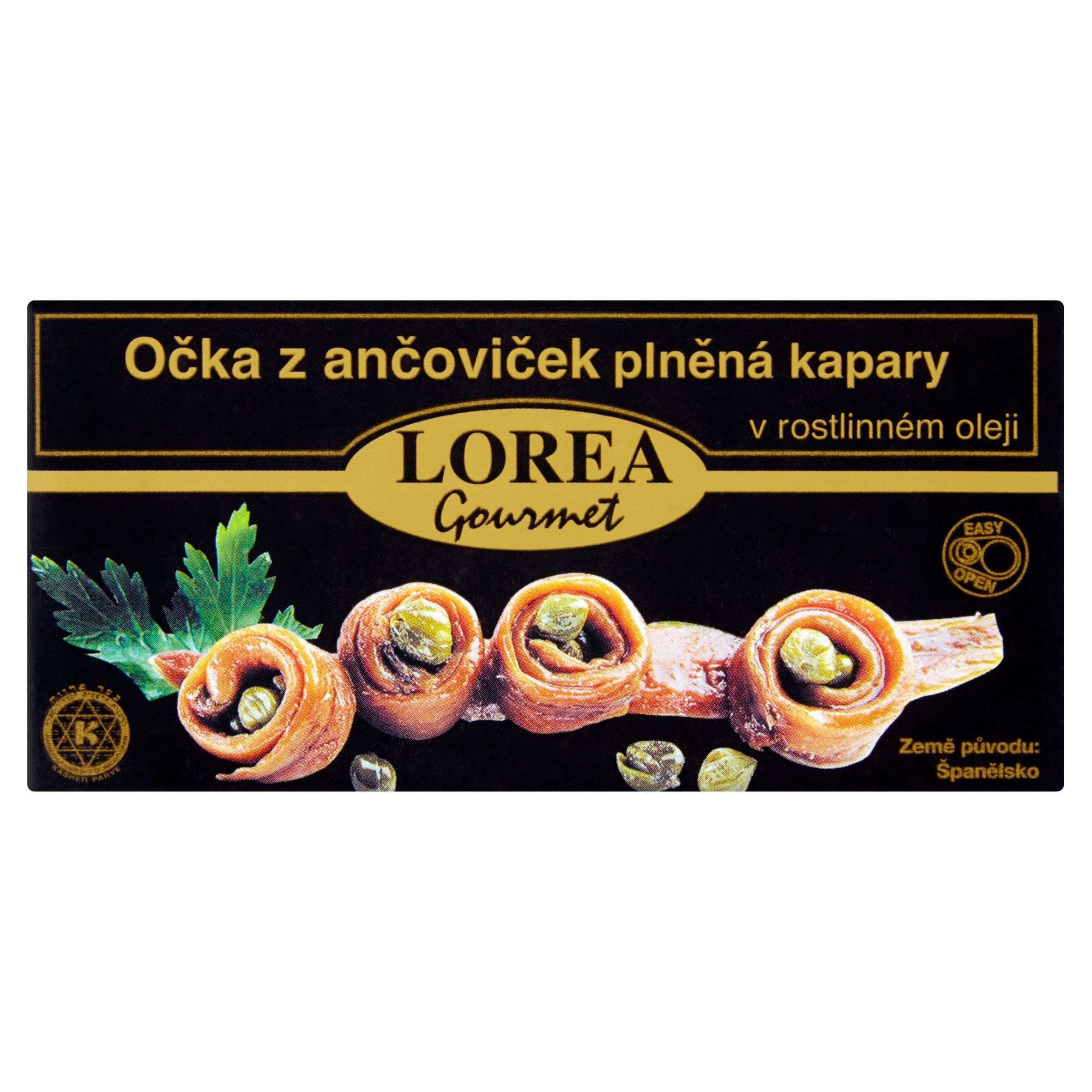 Lorea gourmet Očka z ančoviček plněná kapary v rostlinném oleji 50 g
