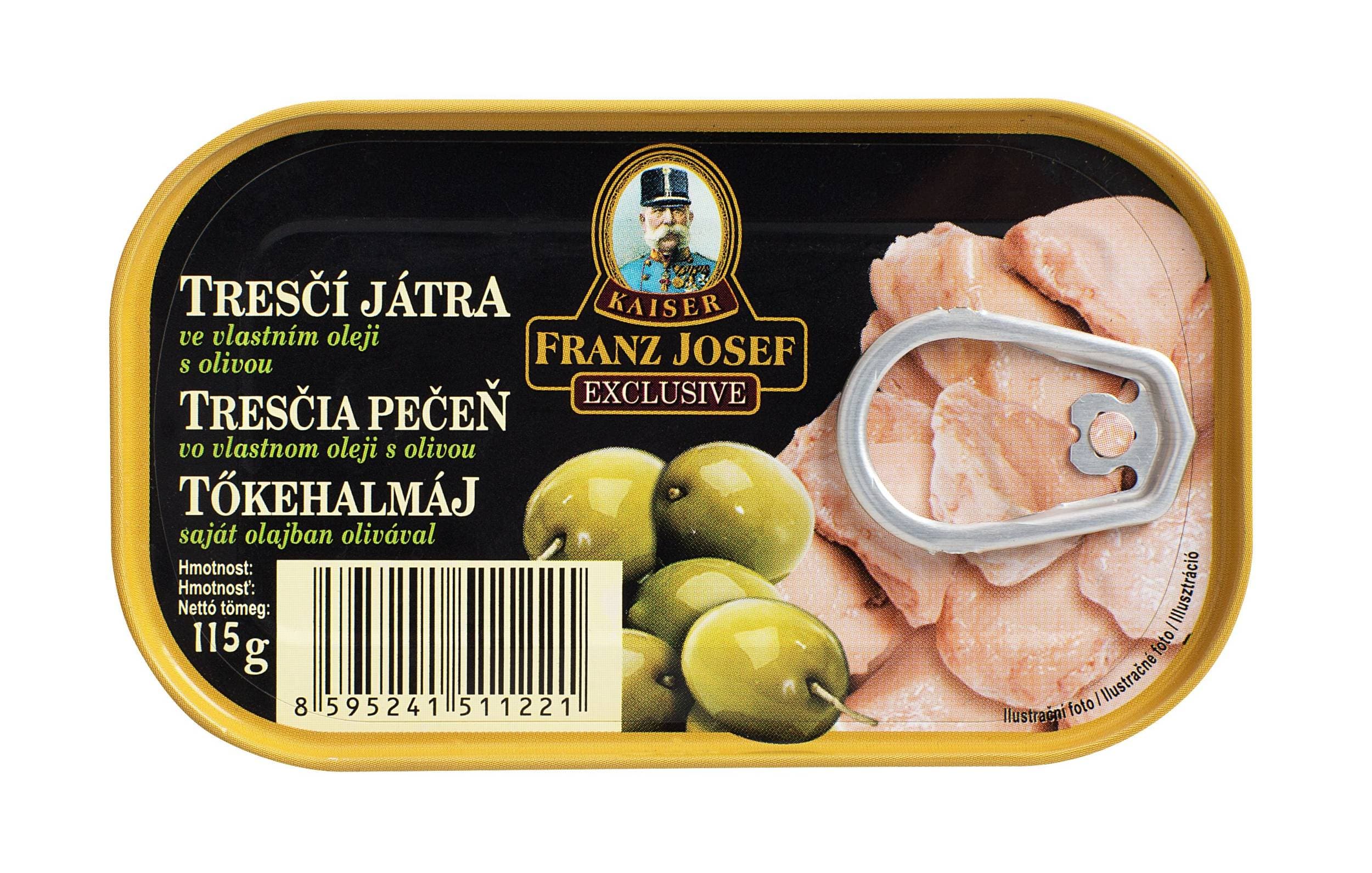 Franz Josef Kaiser Exclusive Tresčí játra ve vlastním oleji s olivou 115 g