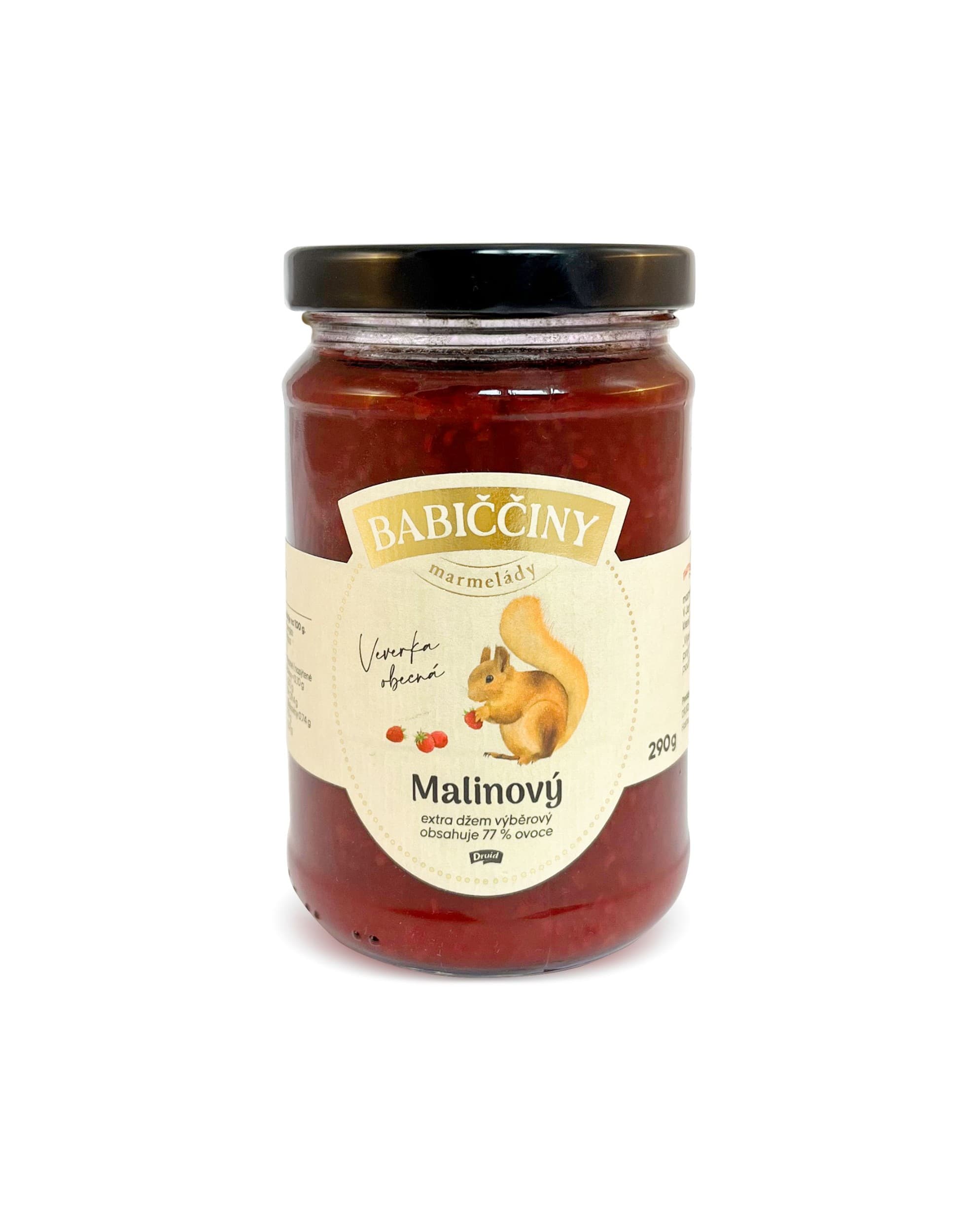 Babiččiny Marmelády Malinový extra džem výběrový se sníženým obsahem cukru 290 g