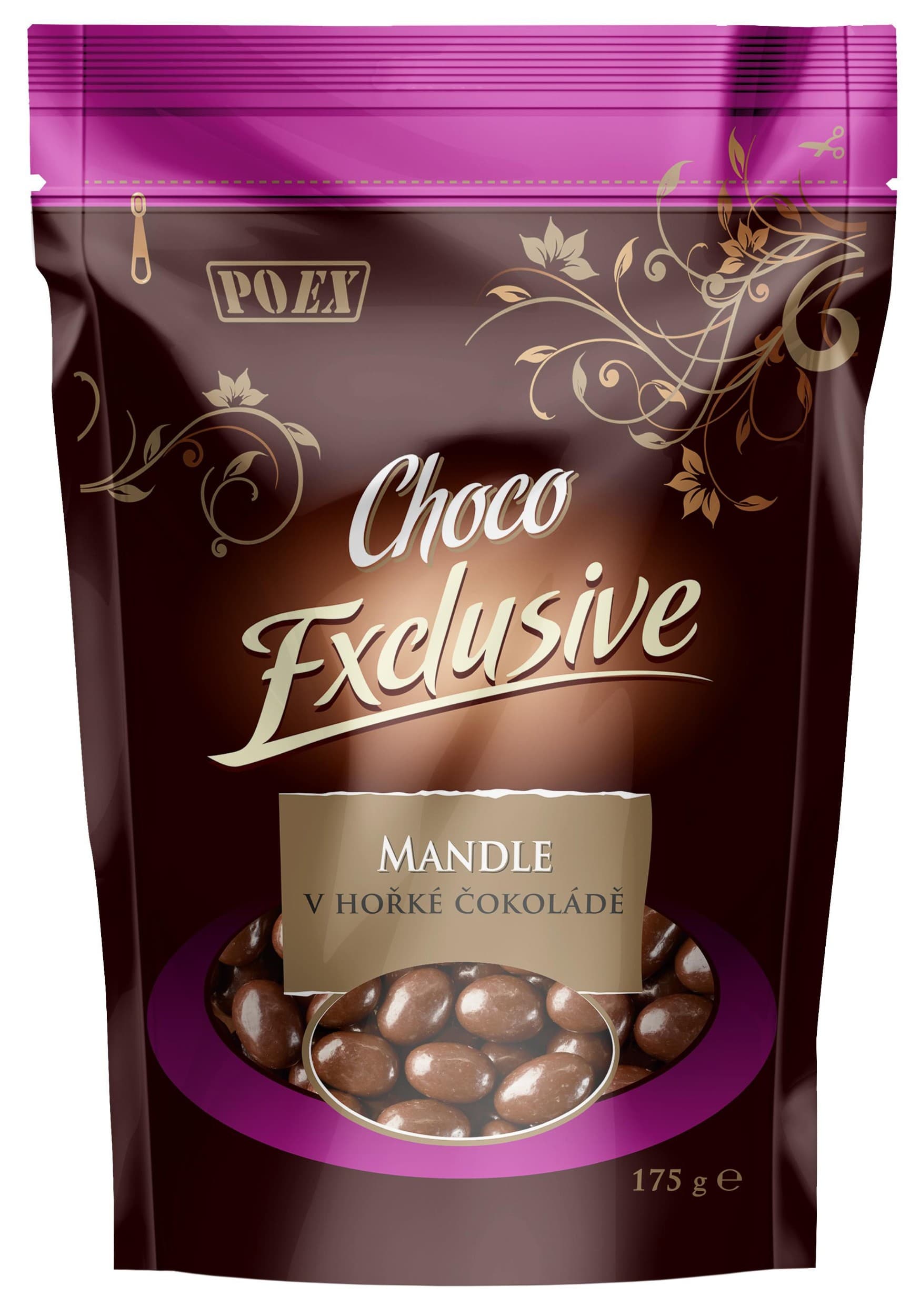 Poex Mandle v hořké čokoládě 175 g