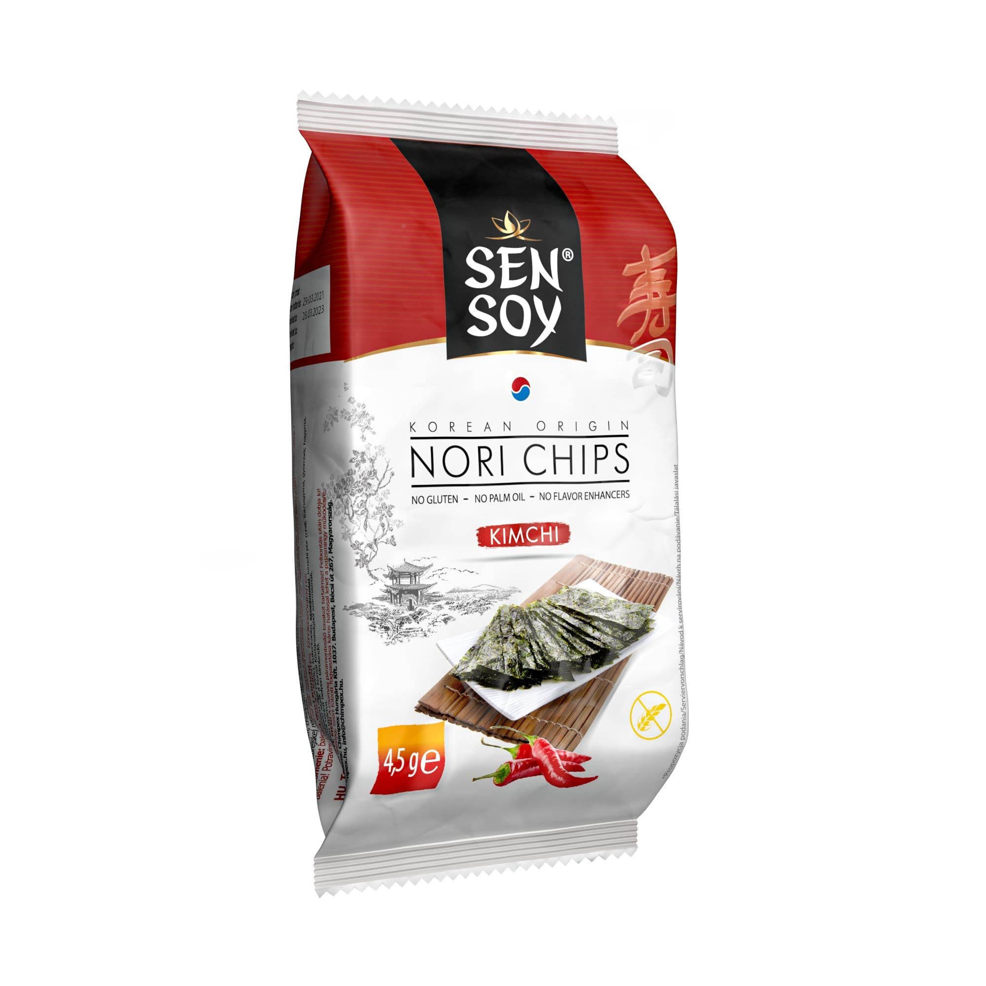 SENSOY Mořské řasy chipsy kimchi 4,5 g