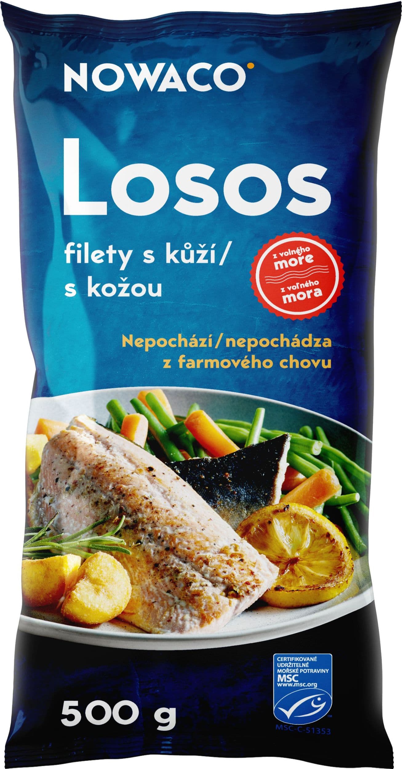 Nowaco Losos gorbuša filet bez kostí, s kůží mražený 500g