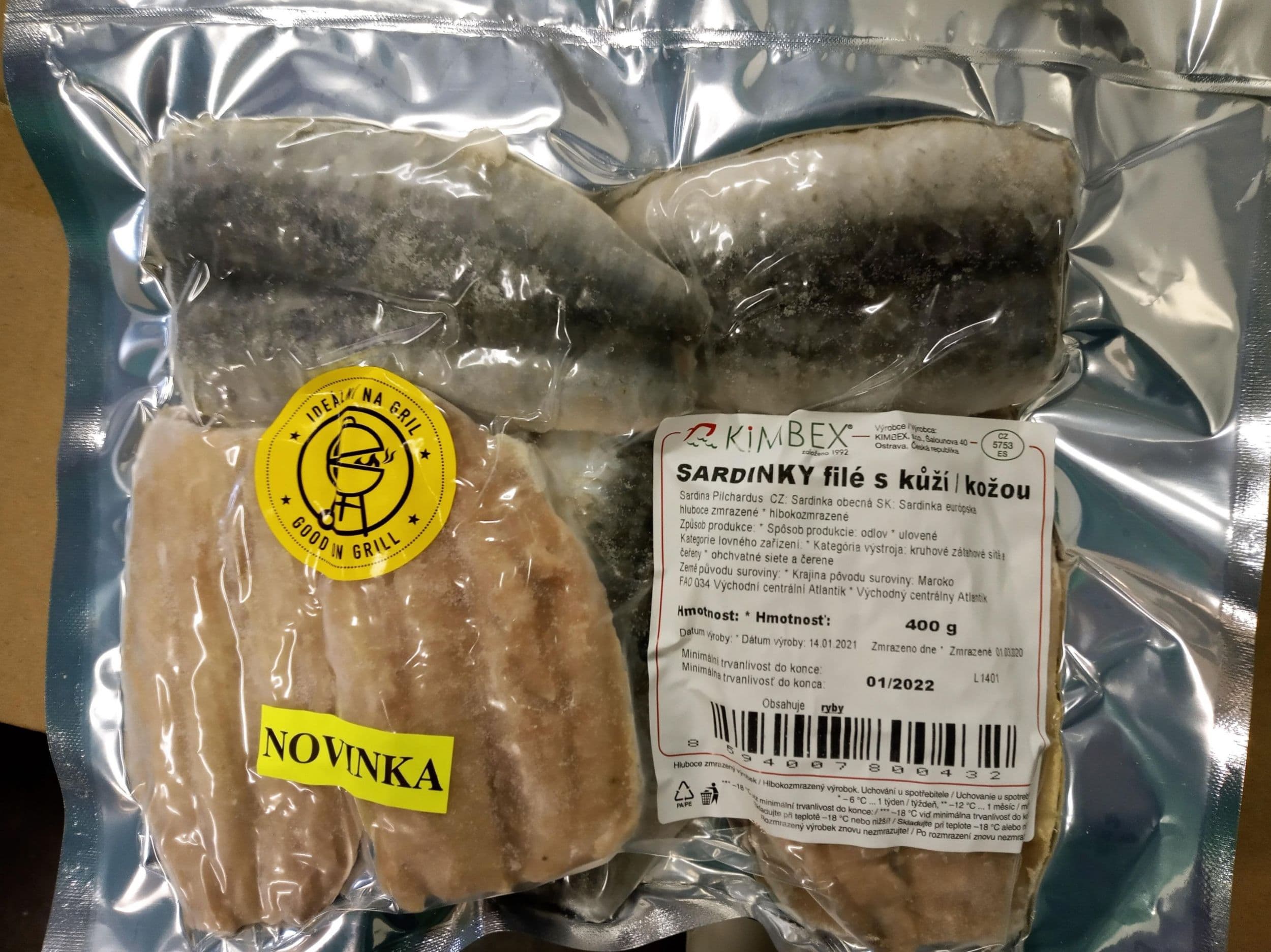 Sardinky filé s kůží mražené 400g