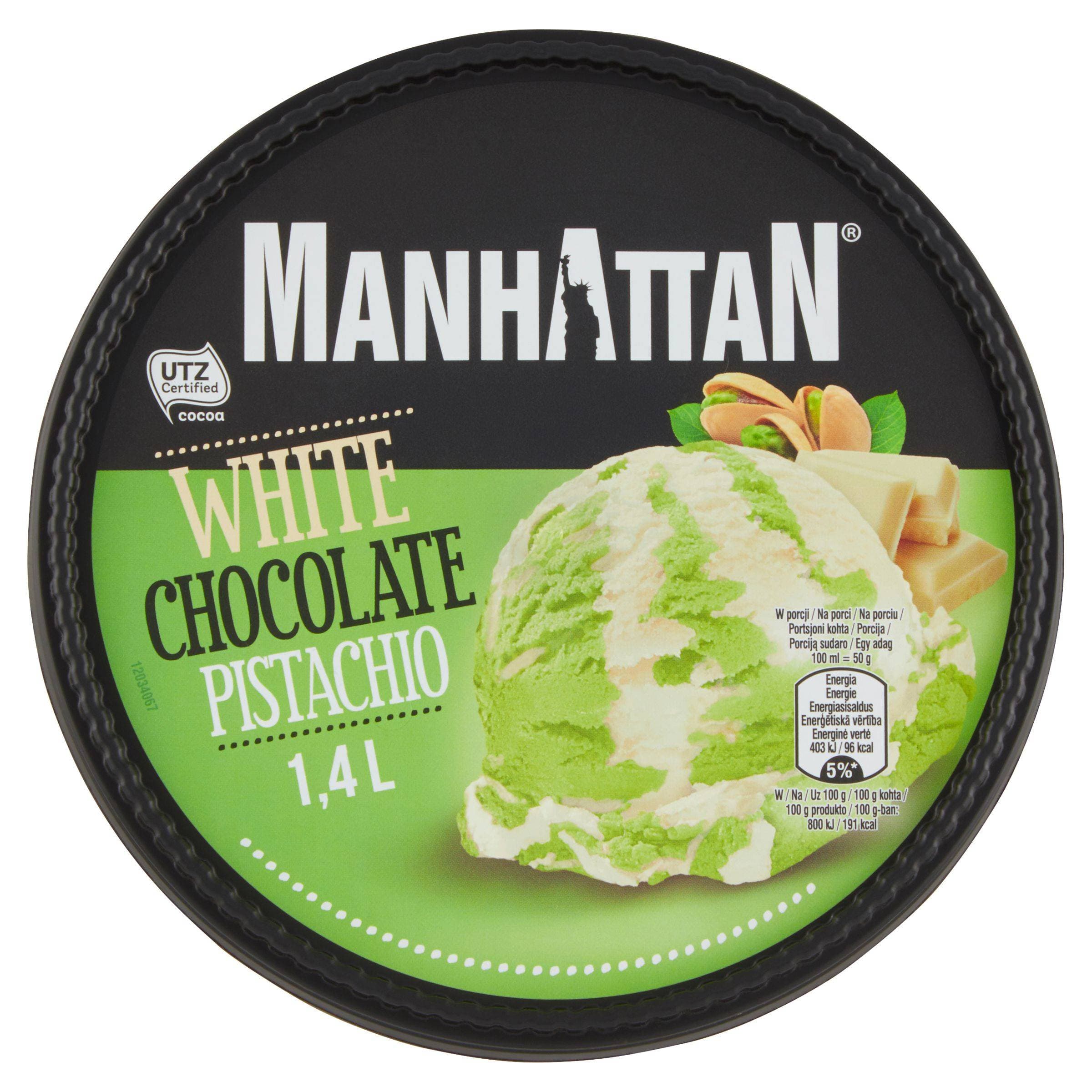 Manhattan bílá čokoláda, pistácie 1400ml